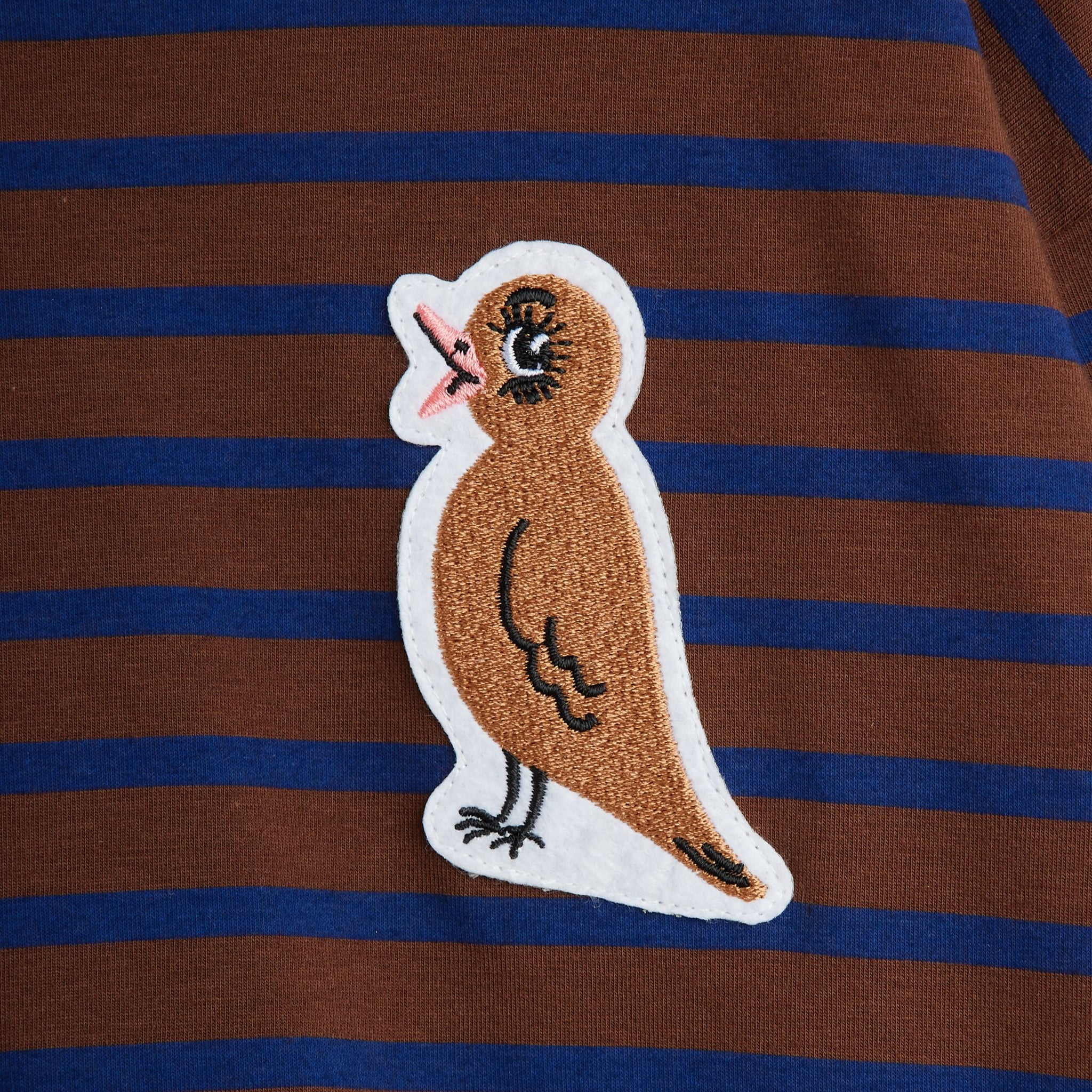 Long sleeve shirt Stripe Bird Patch Brown