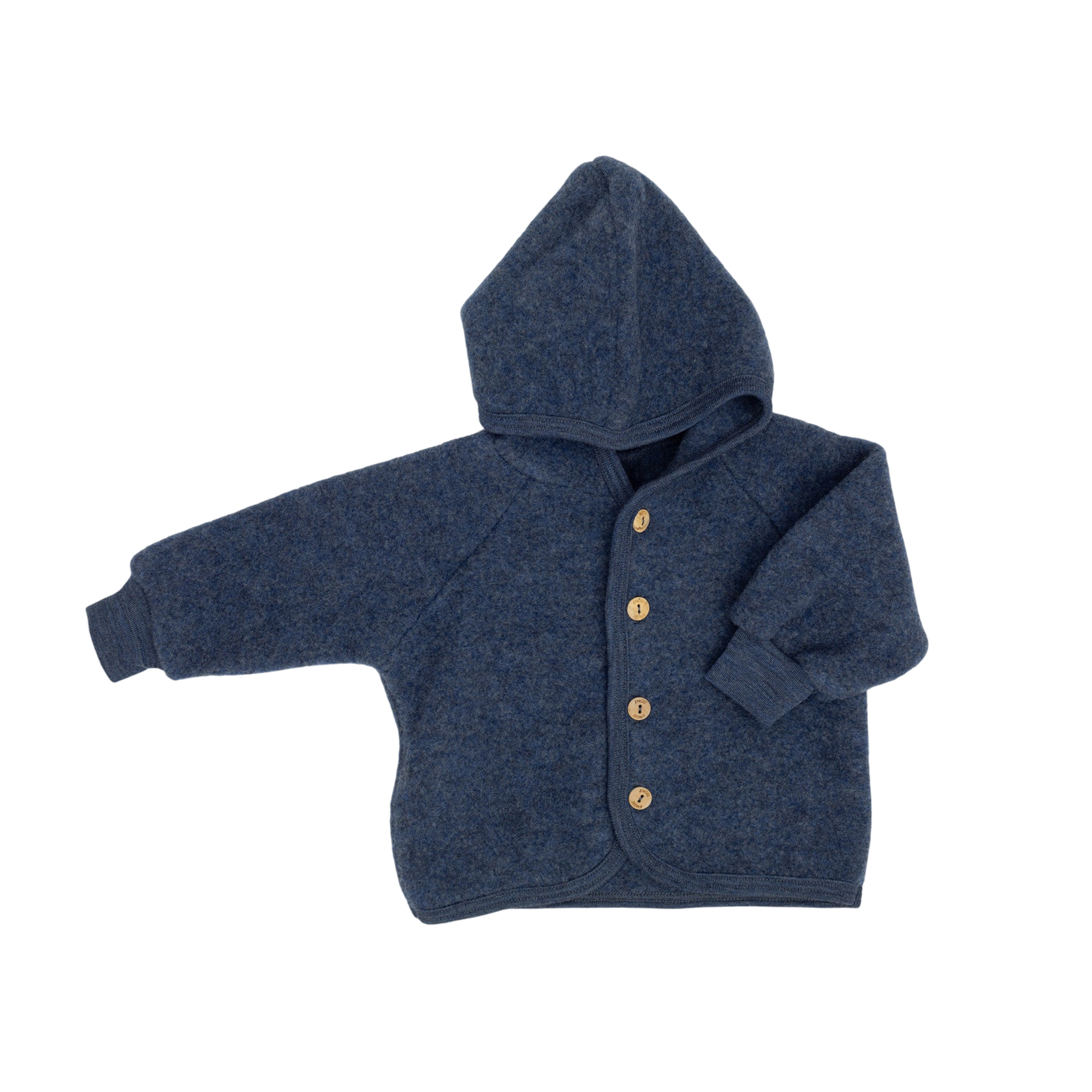 Engel Natur Kapuzenjacke aus Merinowolle Blau Melange