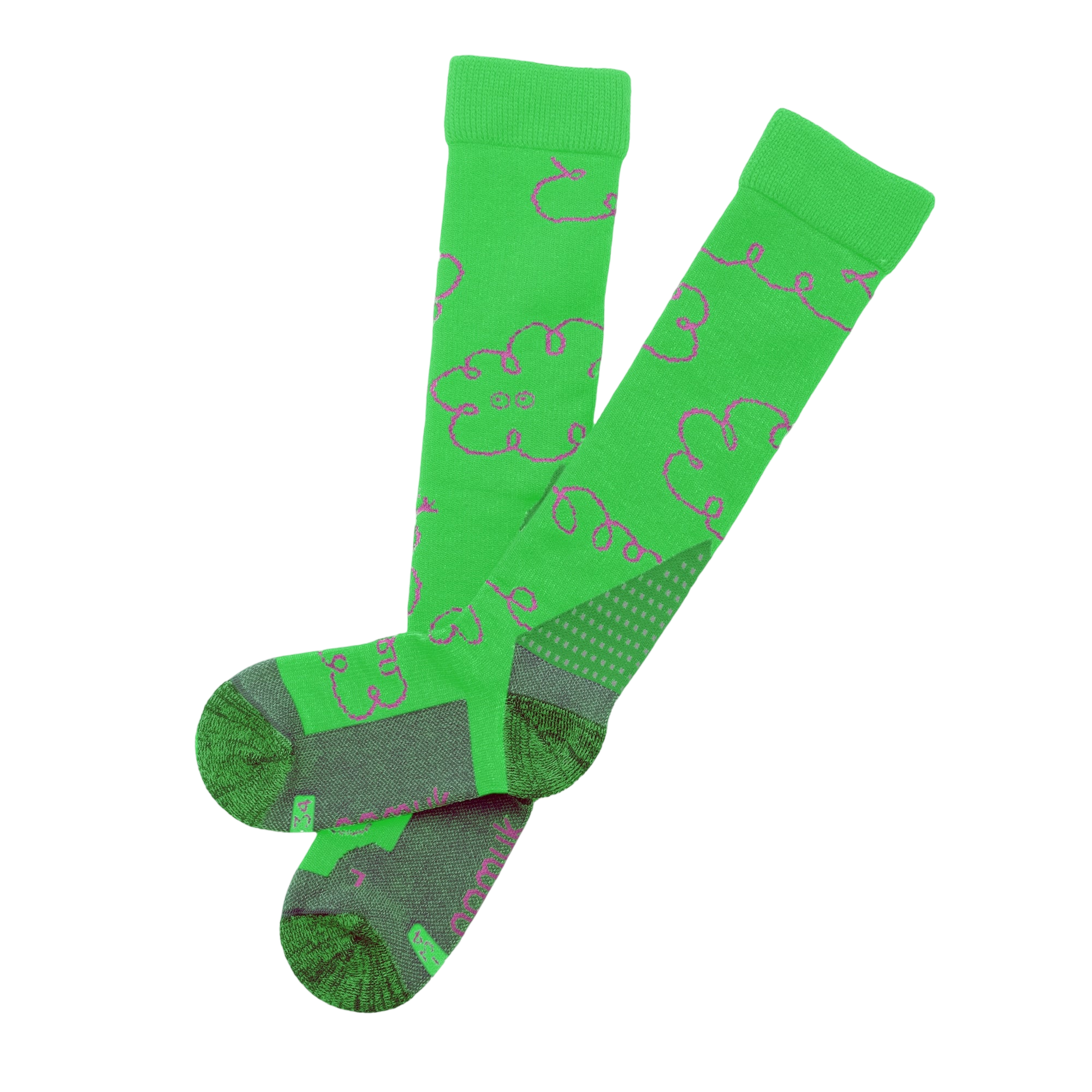 Skisocken Clouds Merino Rana Green / Ruby Red