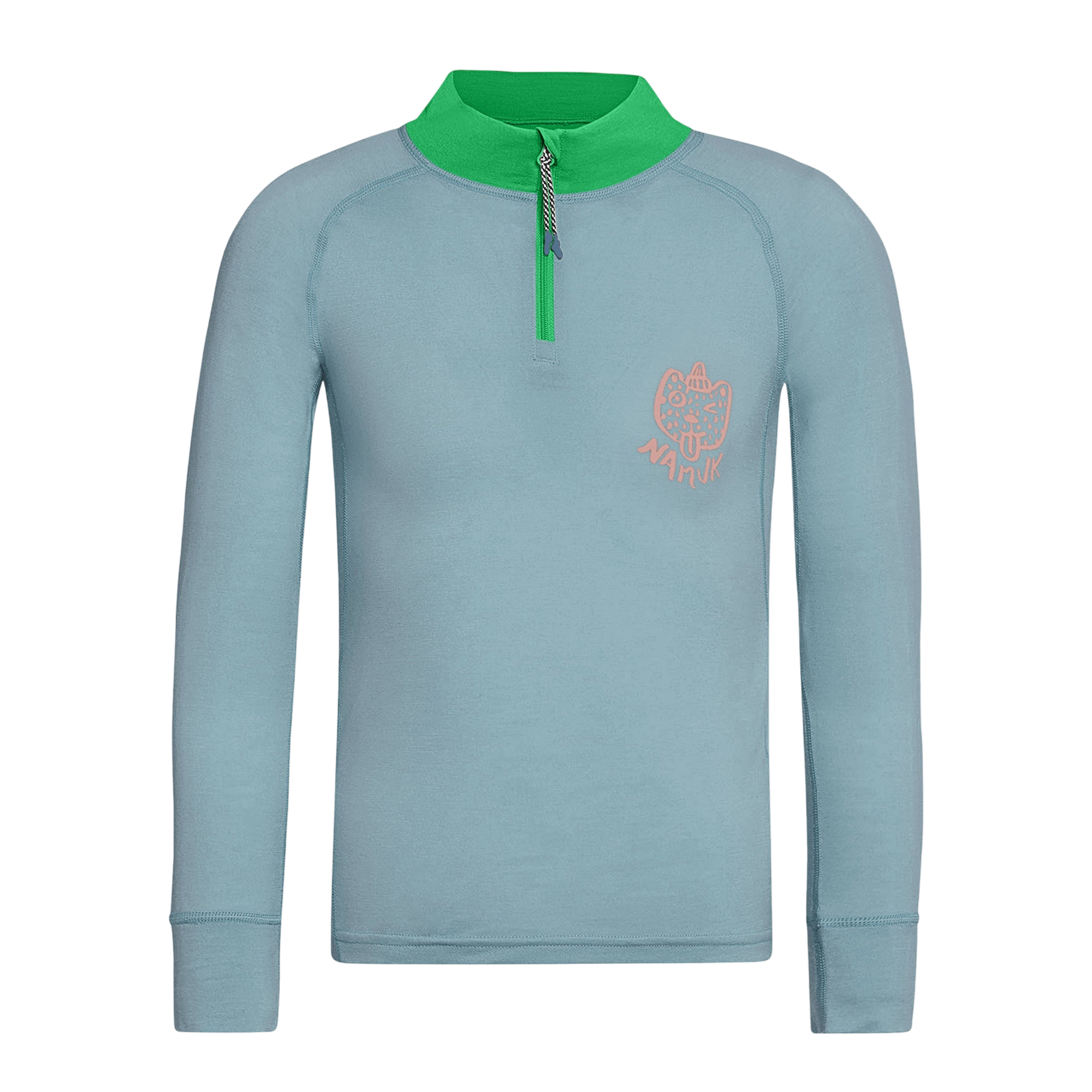 Langarmshirt Half-Zip Ice Merino Honu Rasca blue / Rana green