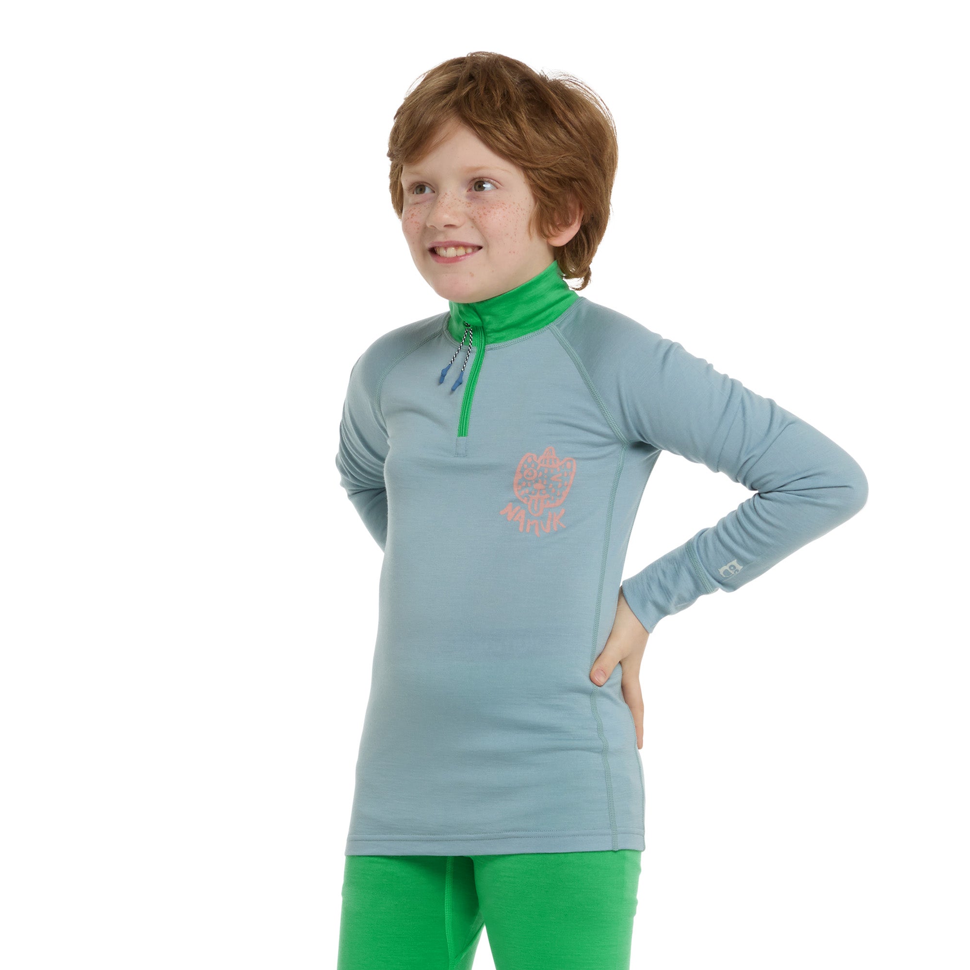 T-shirt à manches longues Half-Zip Ice Merino Honu Rasca blue / Rana green
