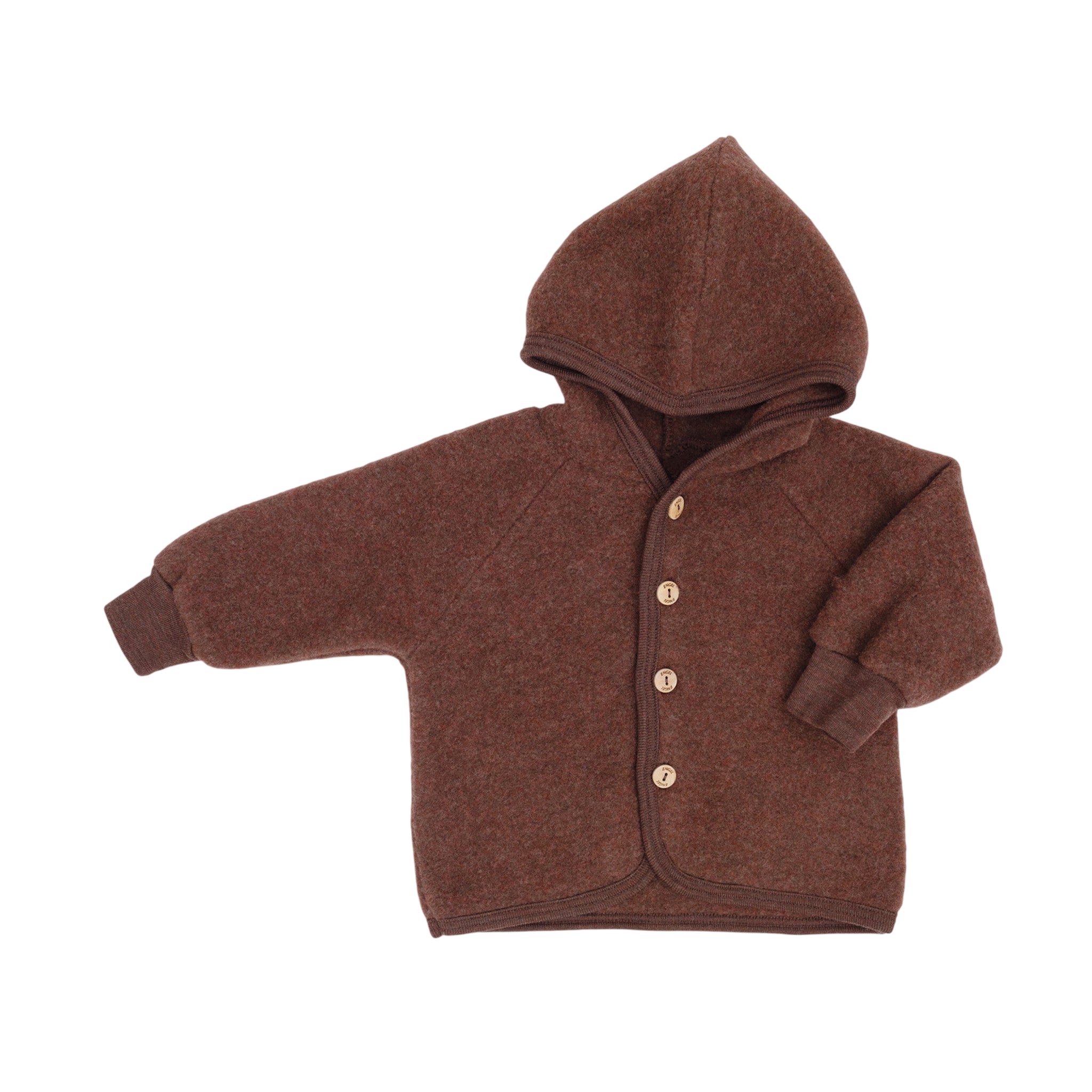 Engel Natur Kapuzenjacke aus Merinowolle Zimt Melange