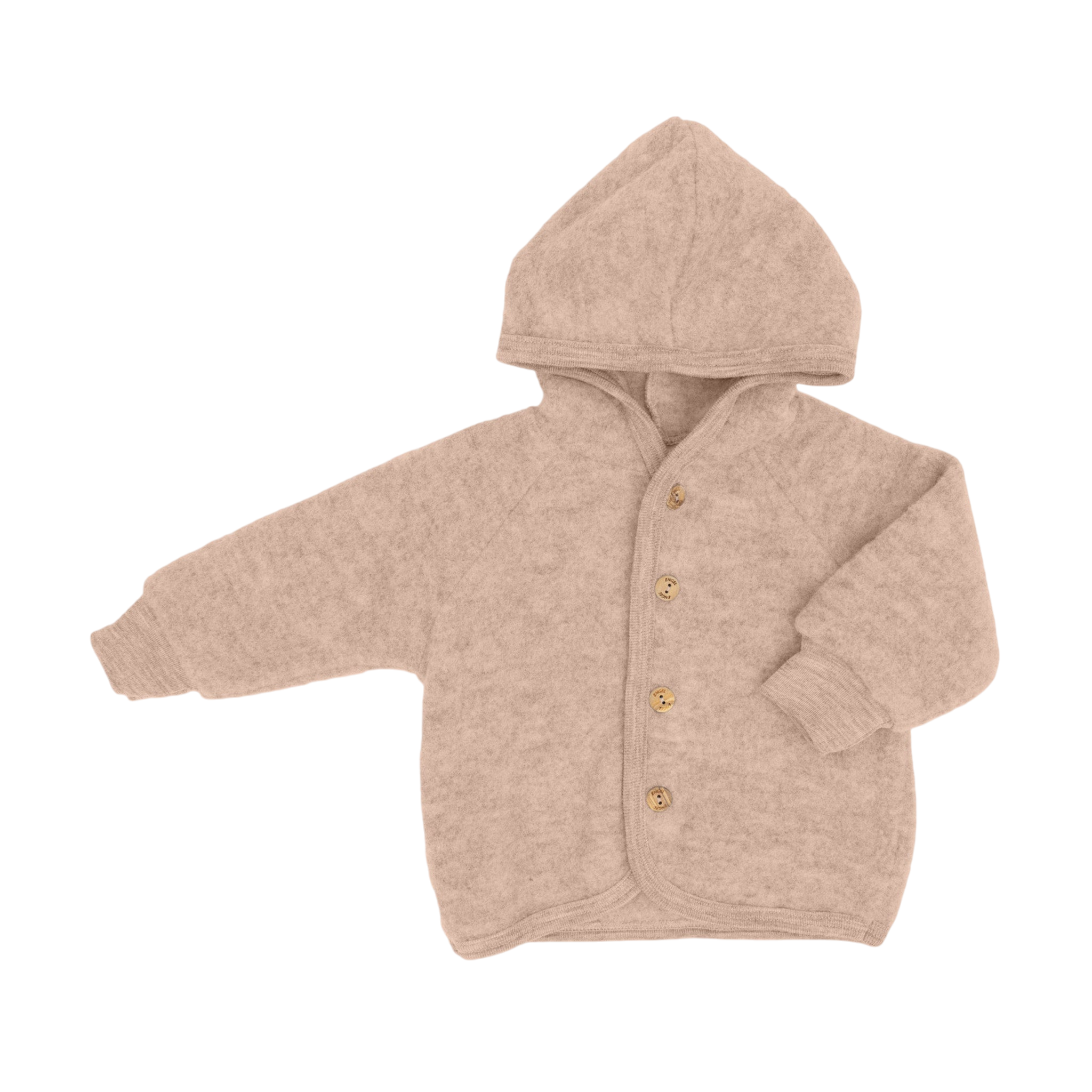Engel Natur Kapuzenjacke aus Merinowolle Sand Melange