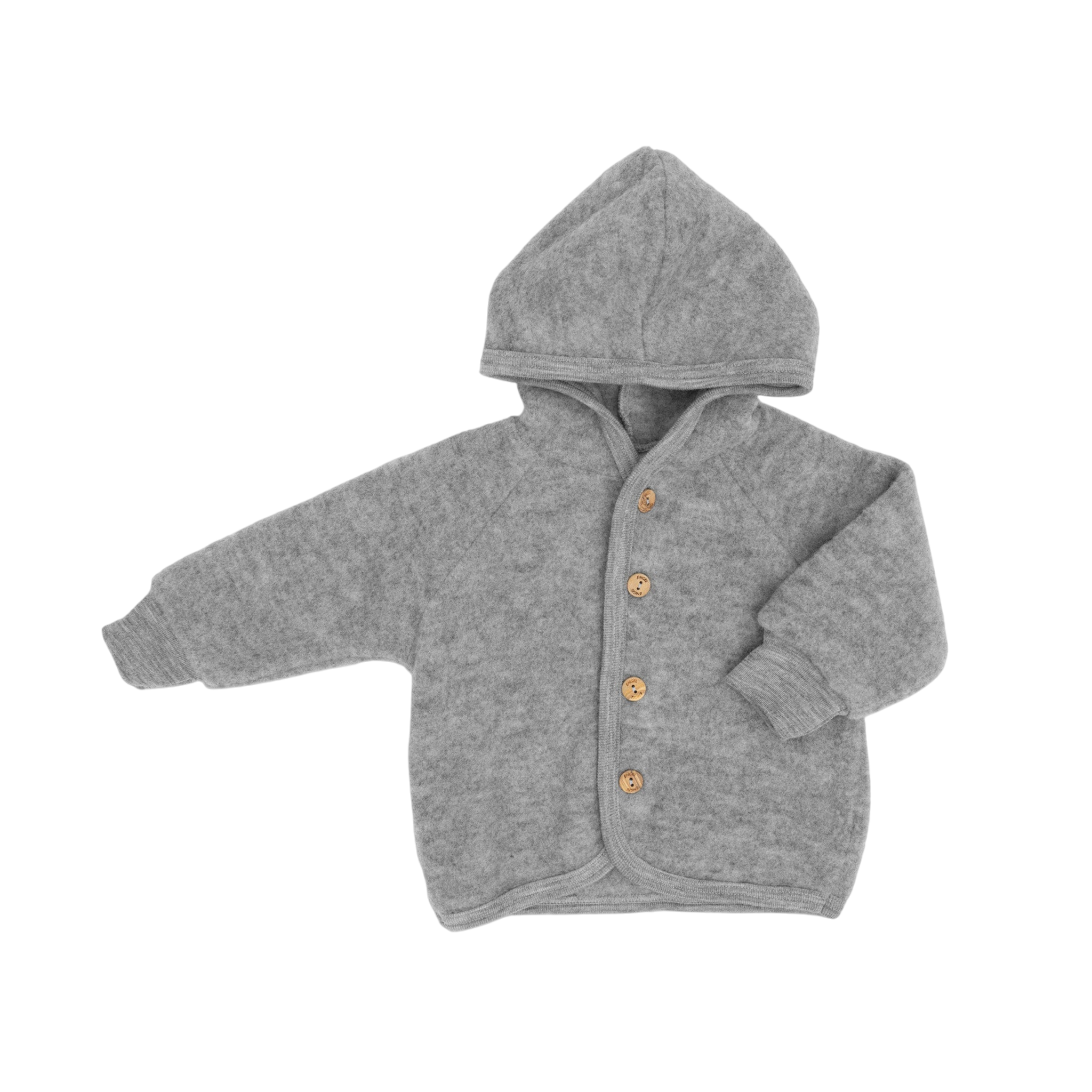 Engel Natur Kapuzenjacke aus Merinowolle Hellgrau Melange