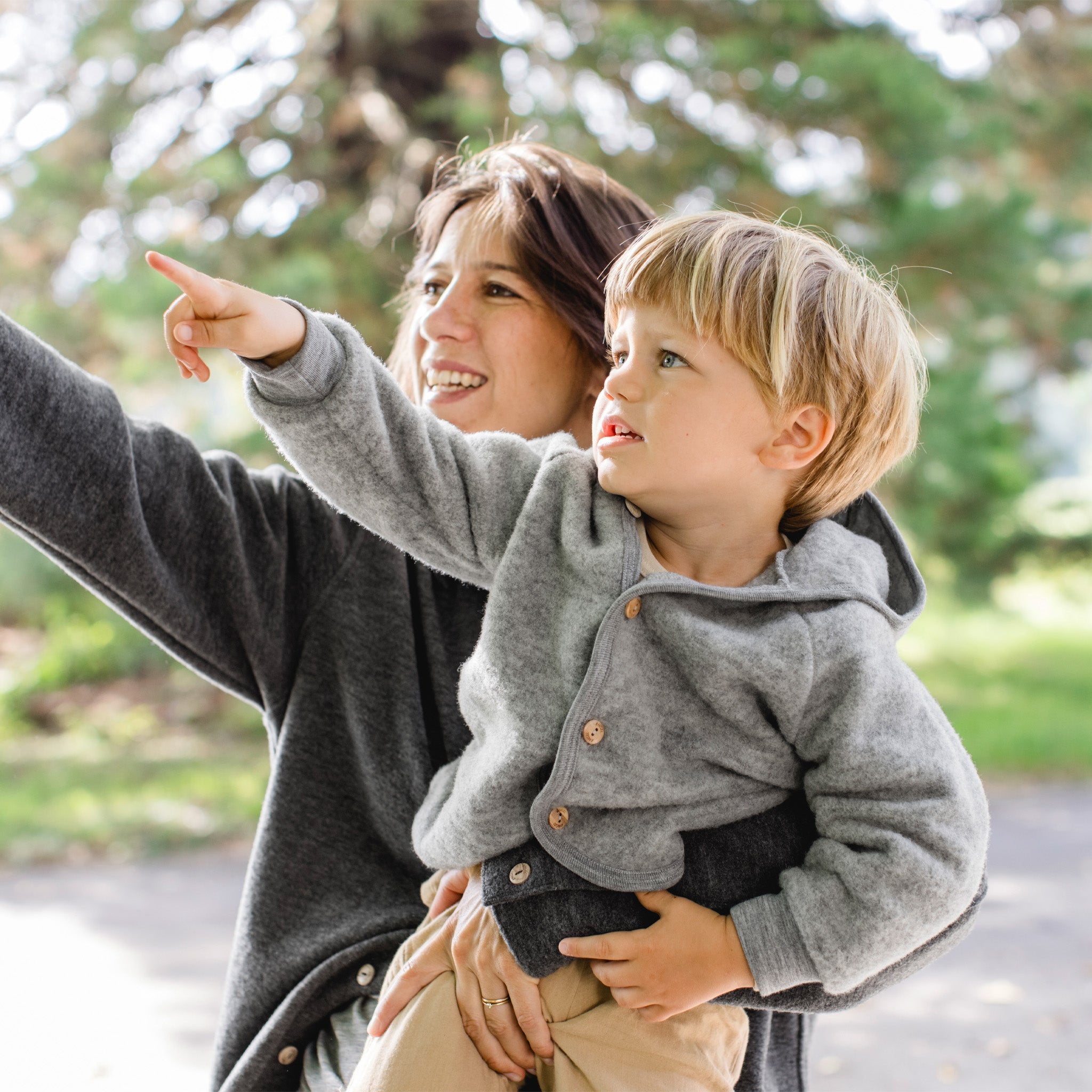 Engel Natur Veste à capuche en laine mérinos gris clair mélangé