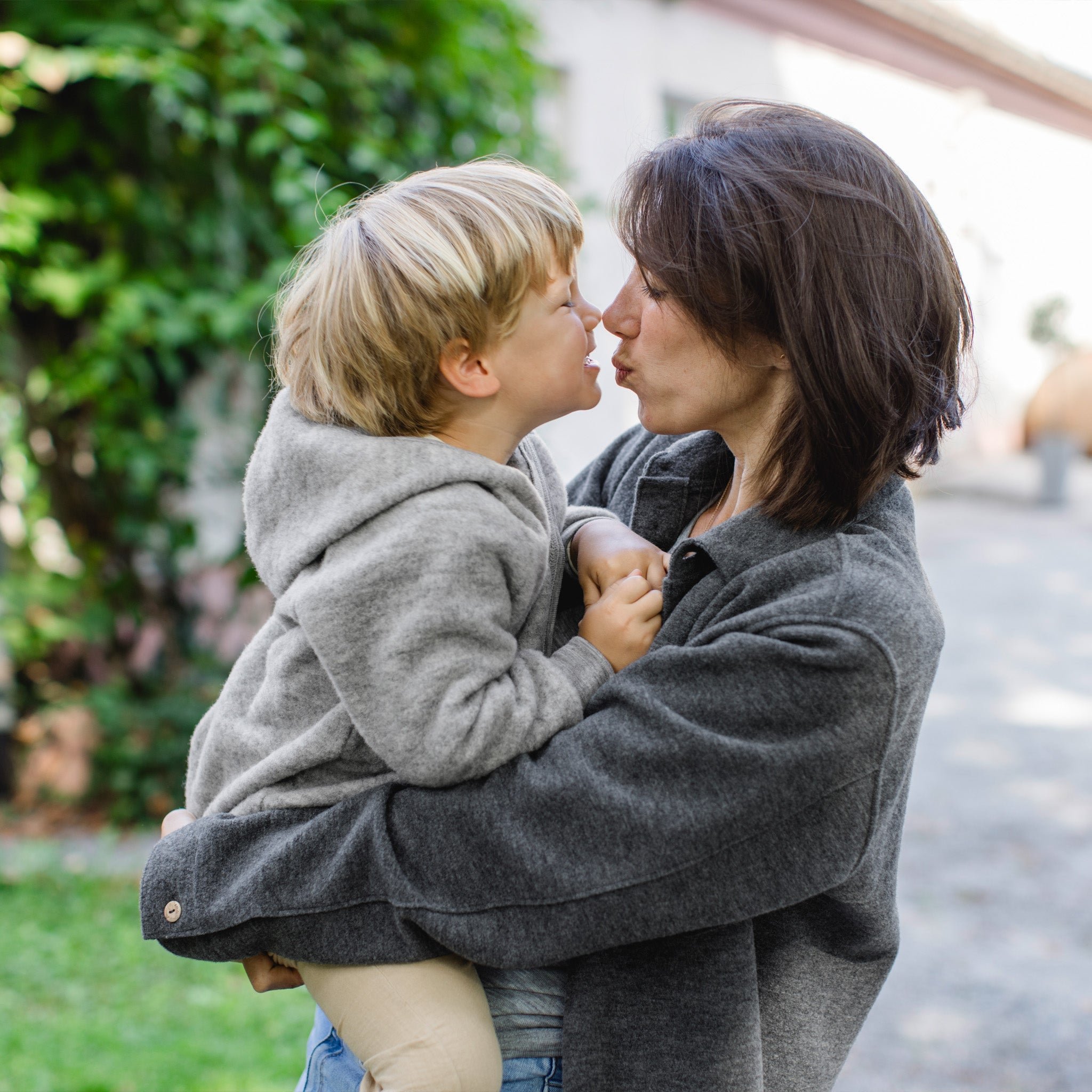 Engel Natur Veste à capuche en laine mérinos gris clair mélangé