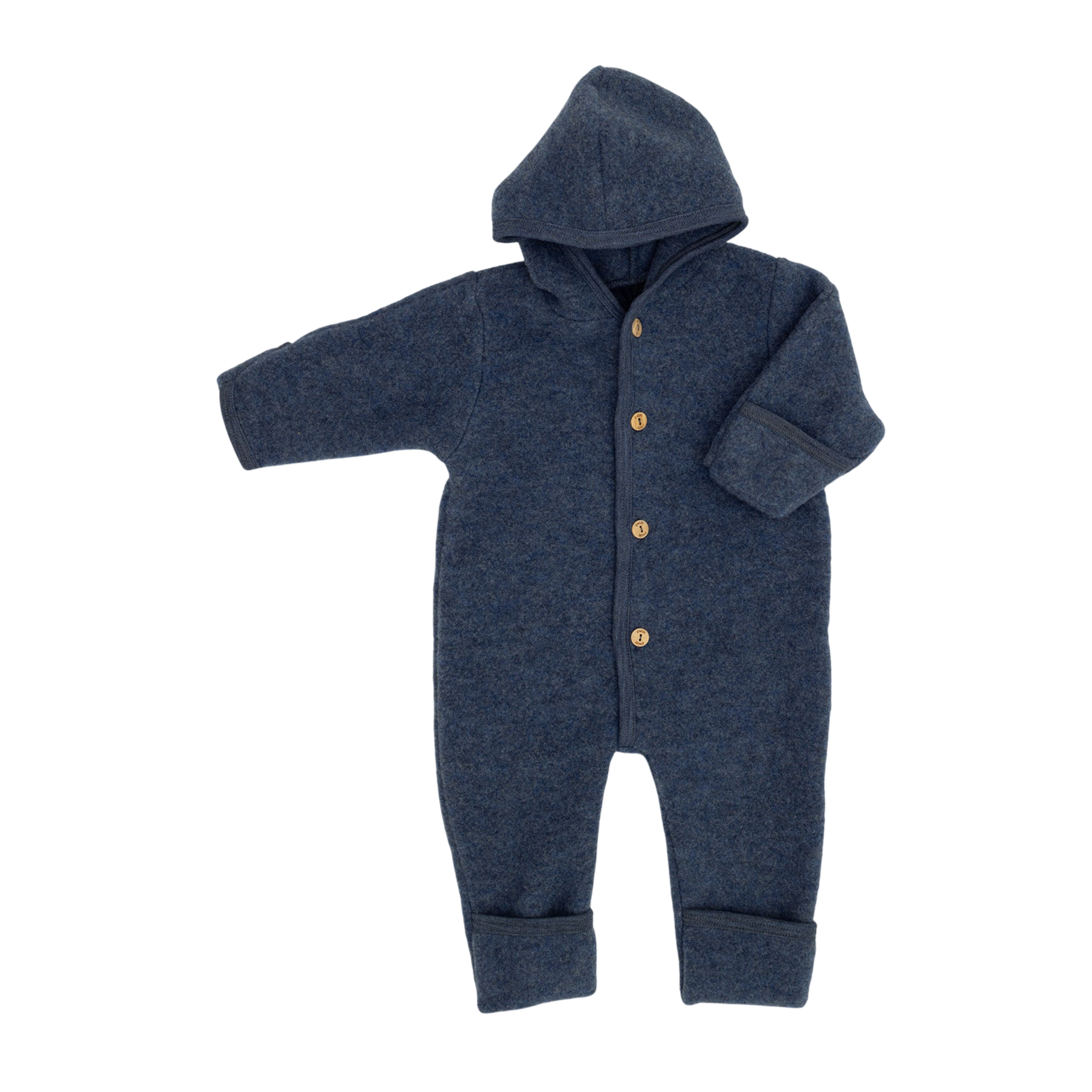 Engel Natur Baby Overall aus Merinowolle Blau Melange