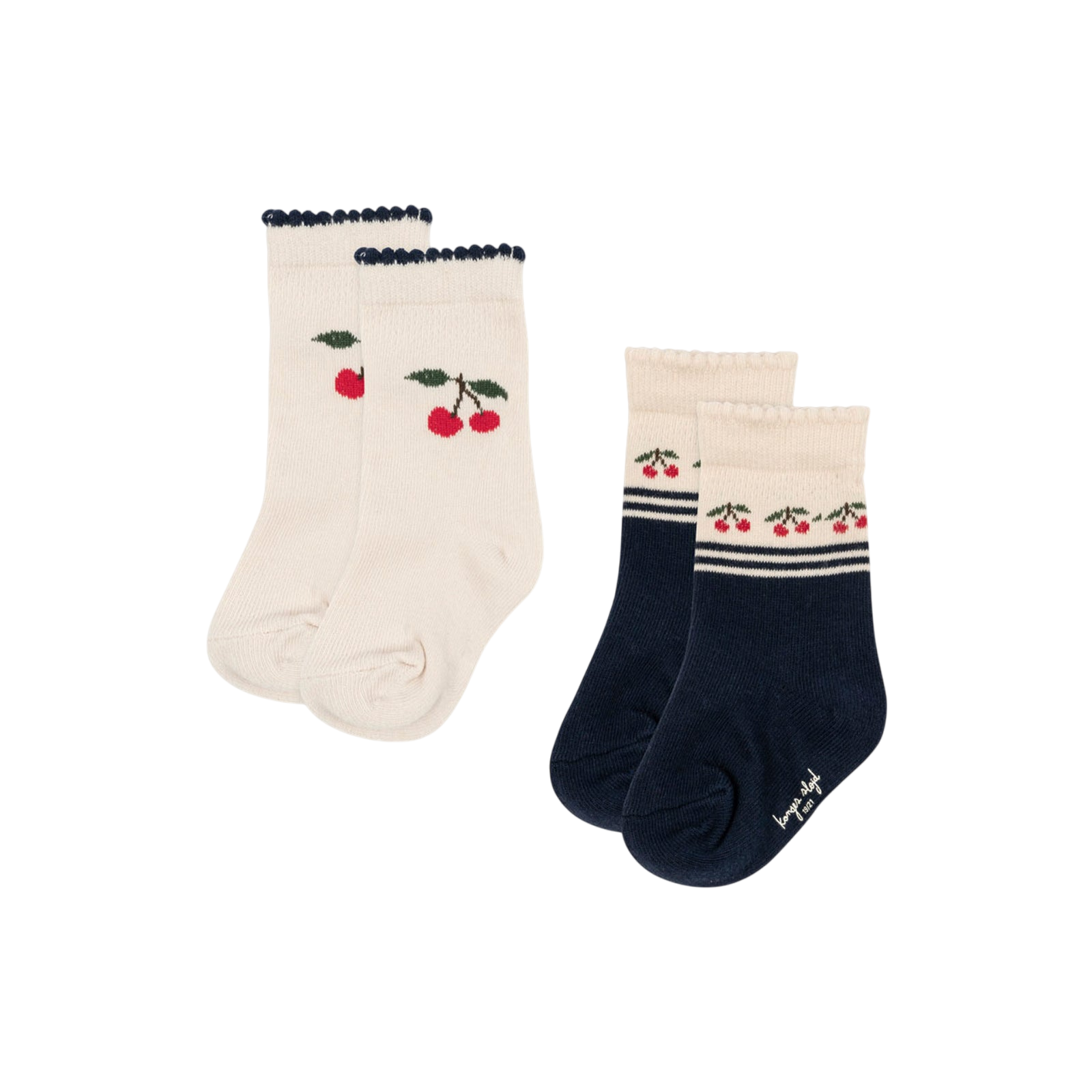 Socks set of 2 Jaquard Cherry