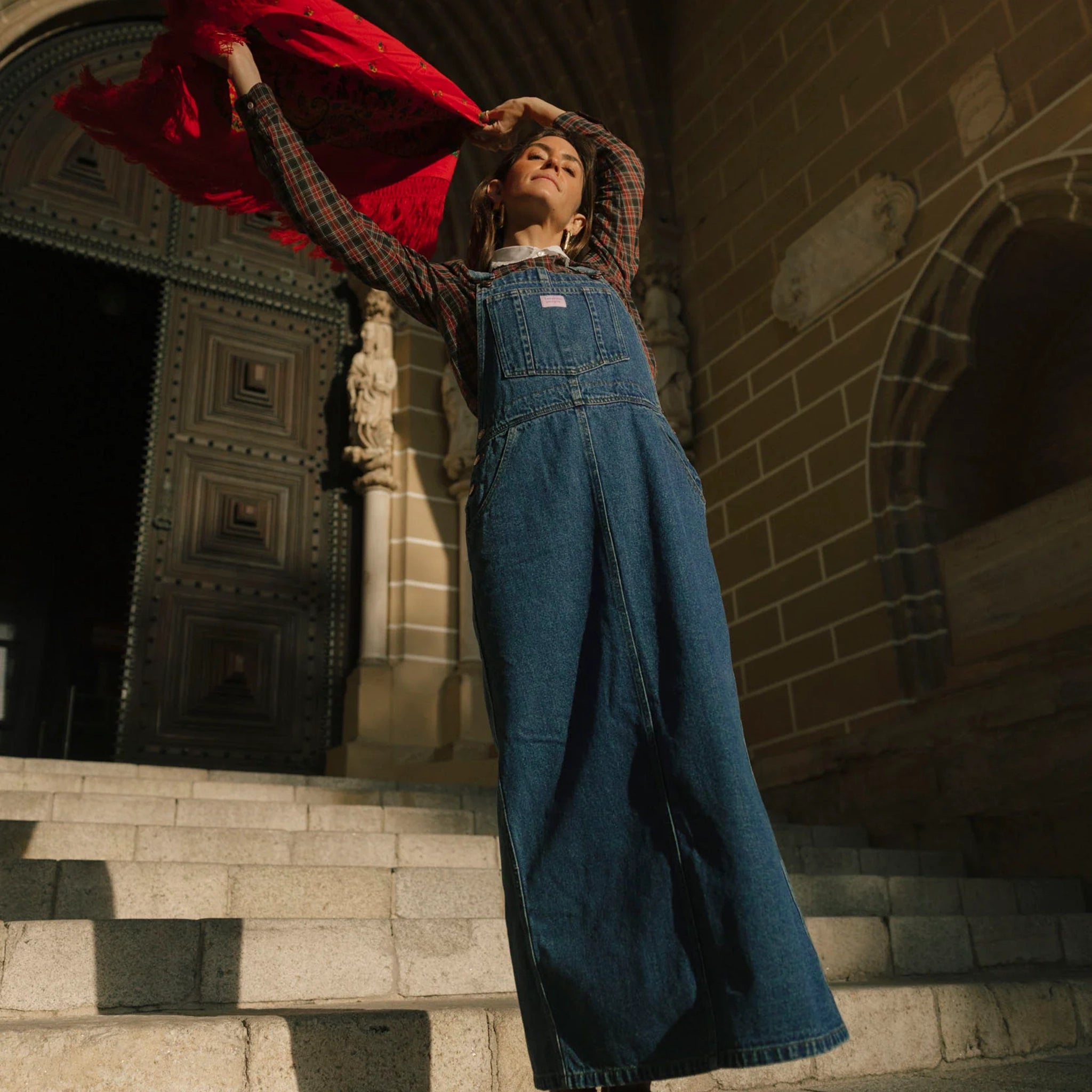 Adult bib dress denim