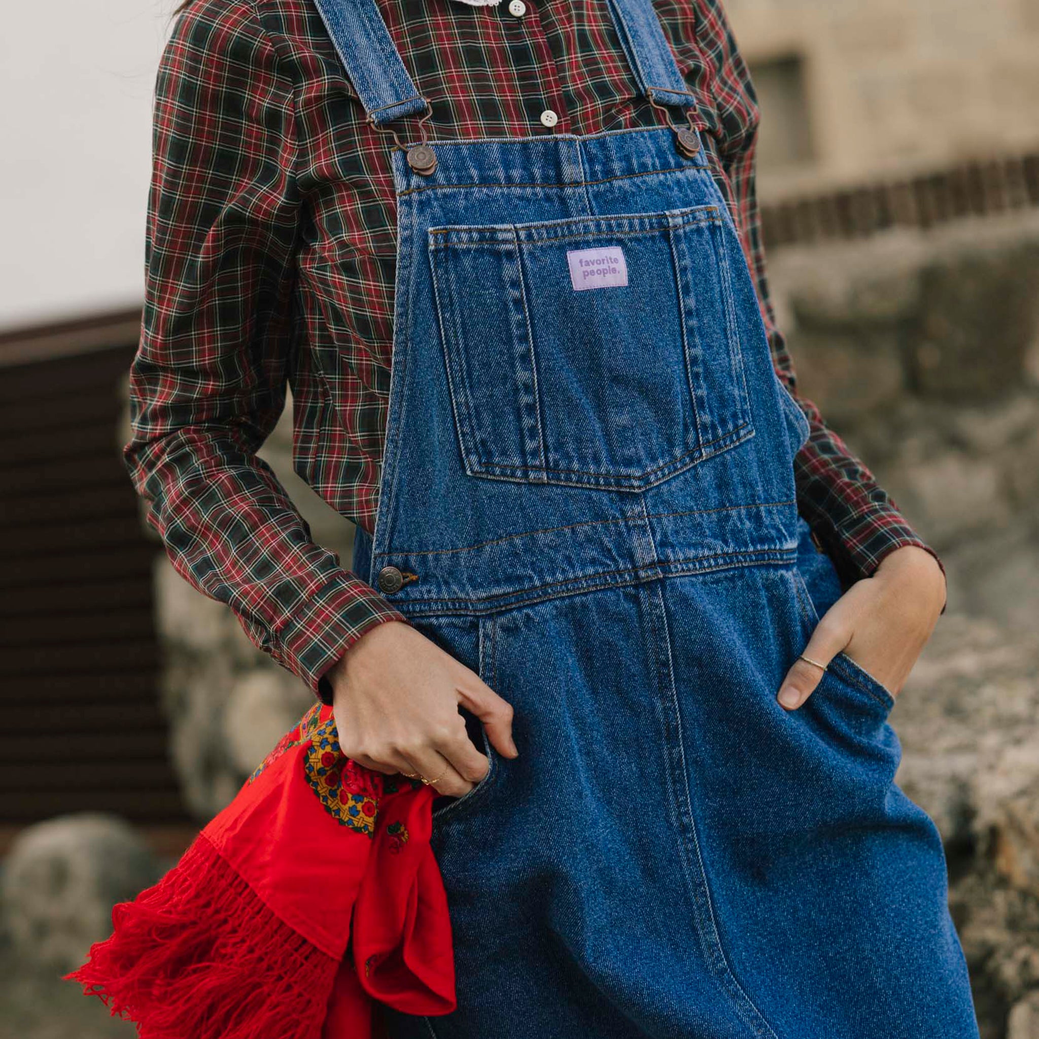 Adult bib dress denim