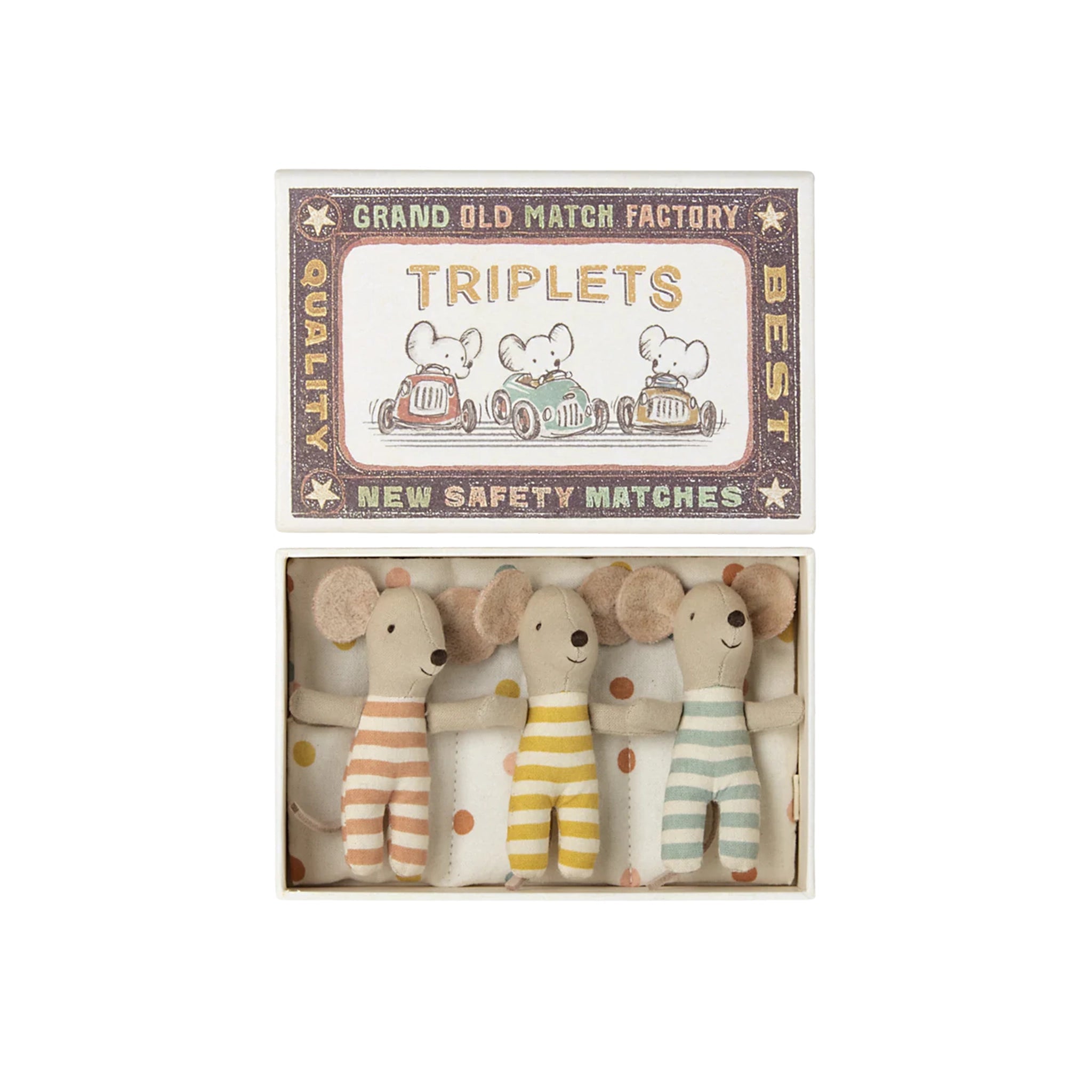 Maileg Souris Triplettes Bébé Souris en boîte d'allumettes