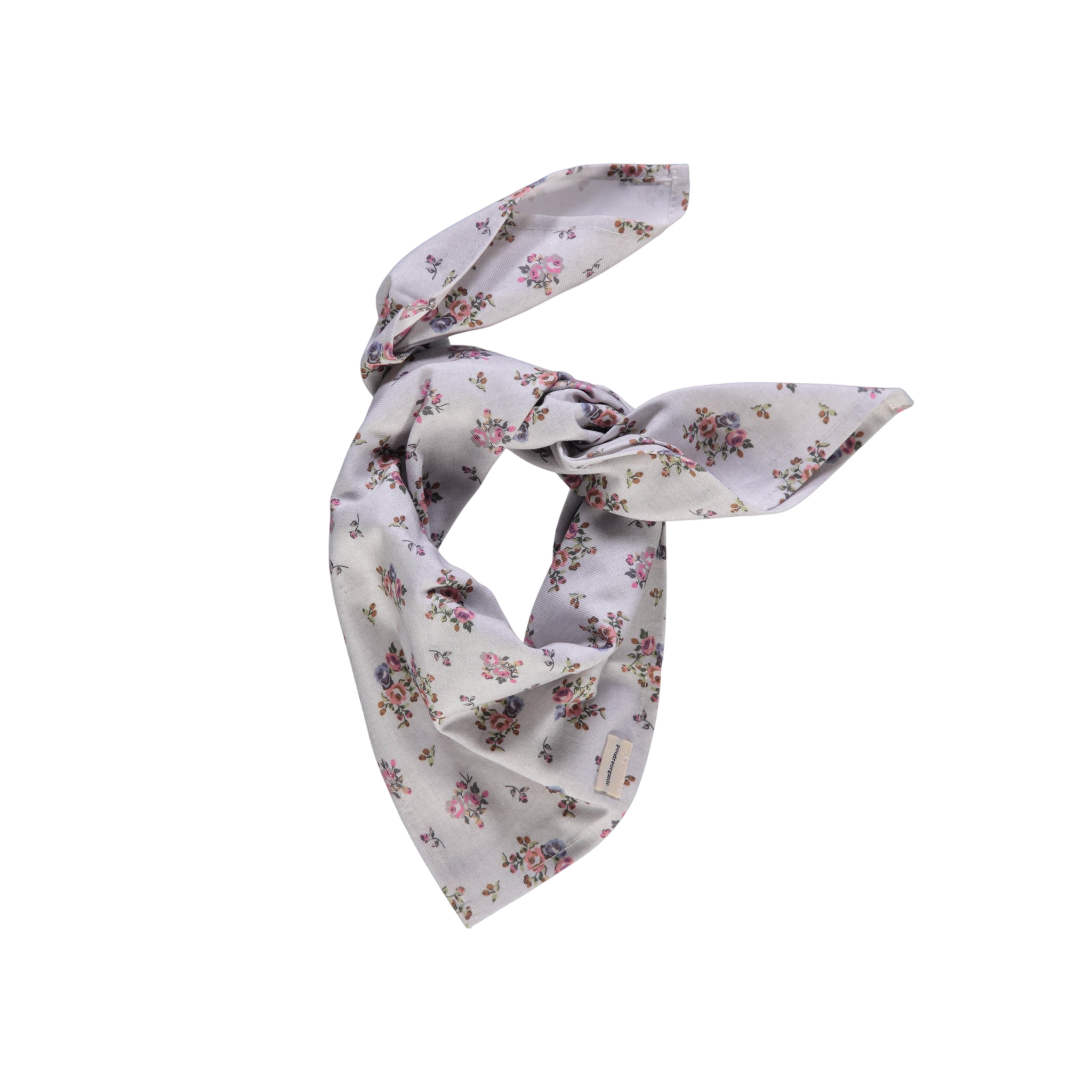 Bandana Tournesol Motif Fleuri Rose Gris
