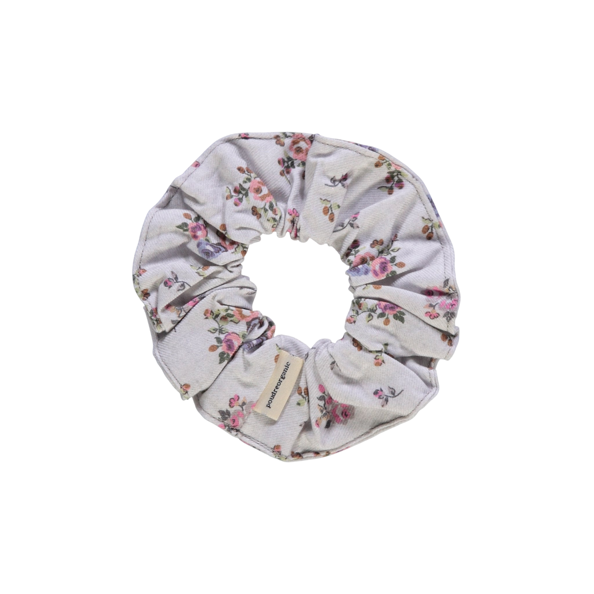 Chouchou Motif Fleuri Rose Gris