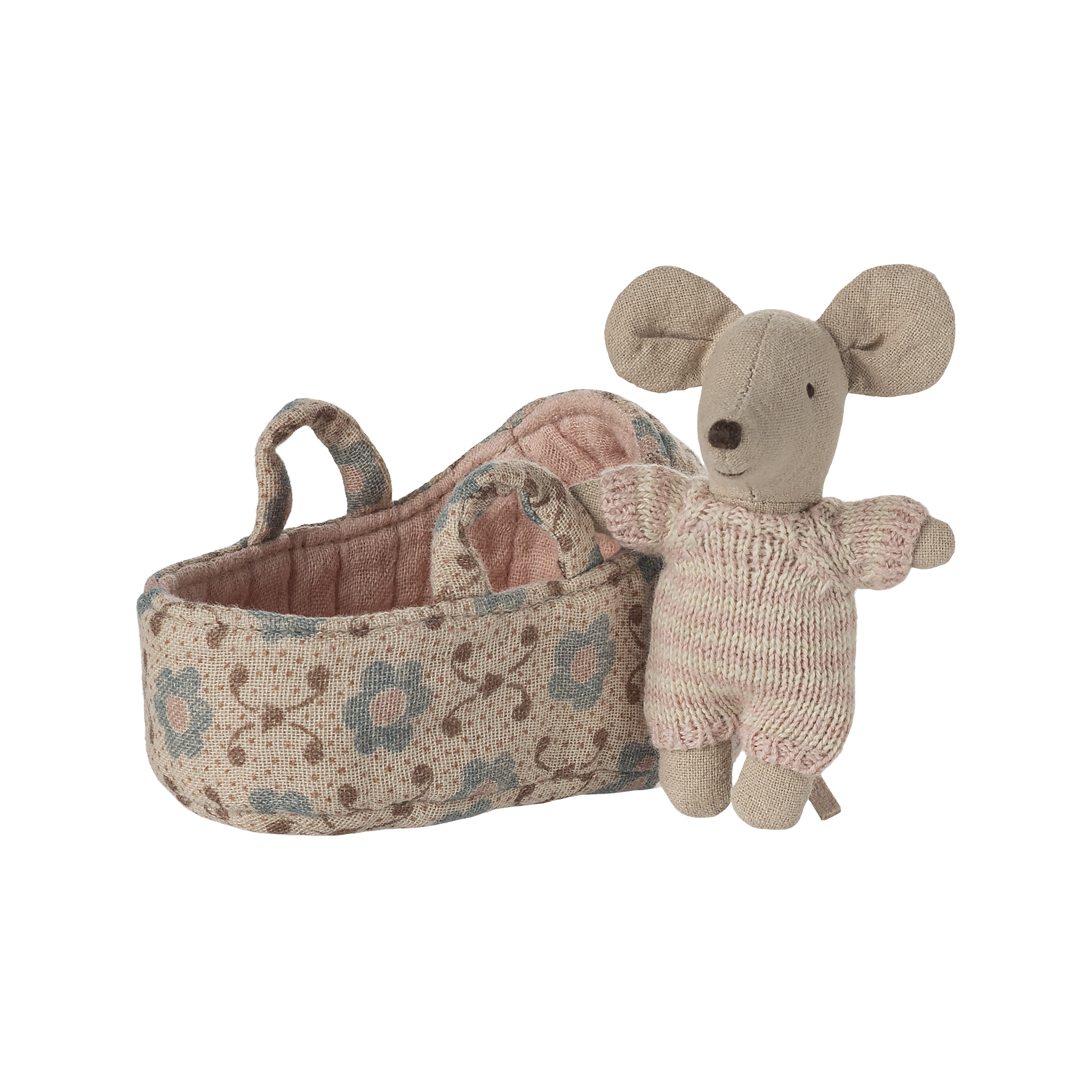 Maileg baby mouse in carrycot rose