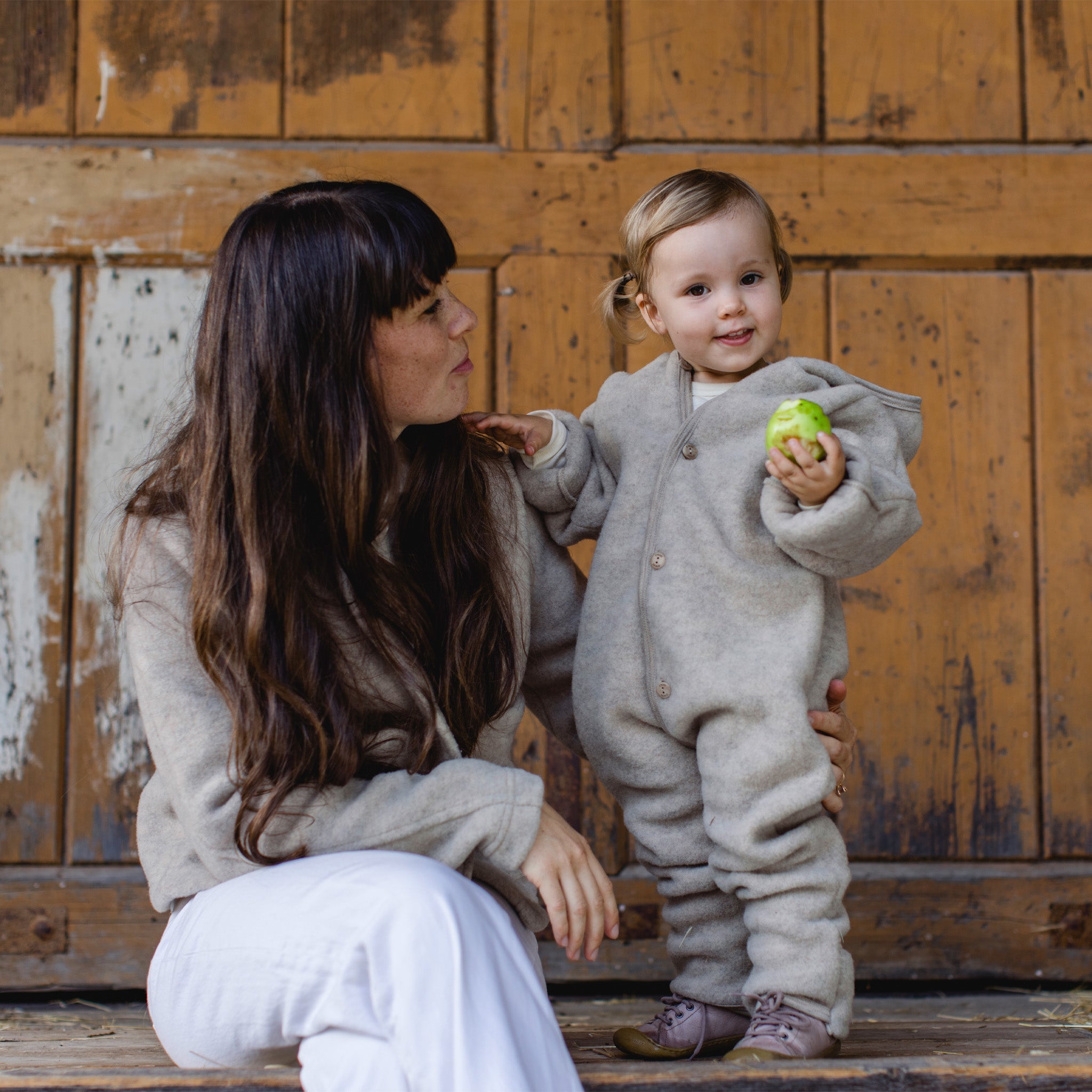 Engel Natur Baby Overall aus Merinowolle Hellgrau Melange