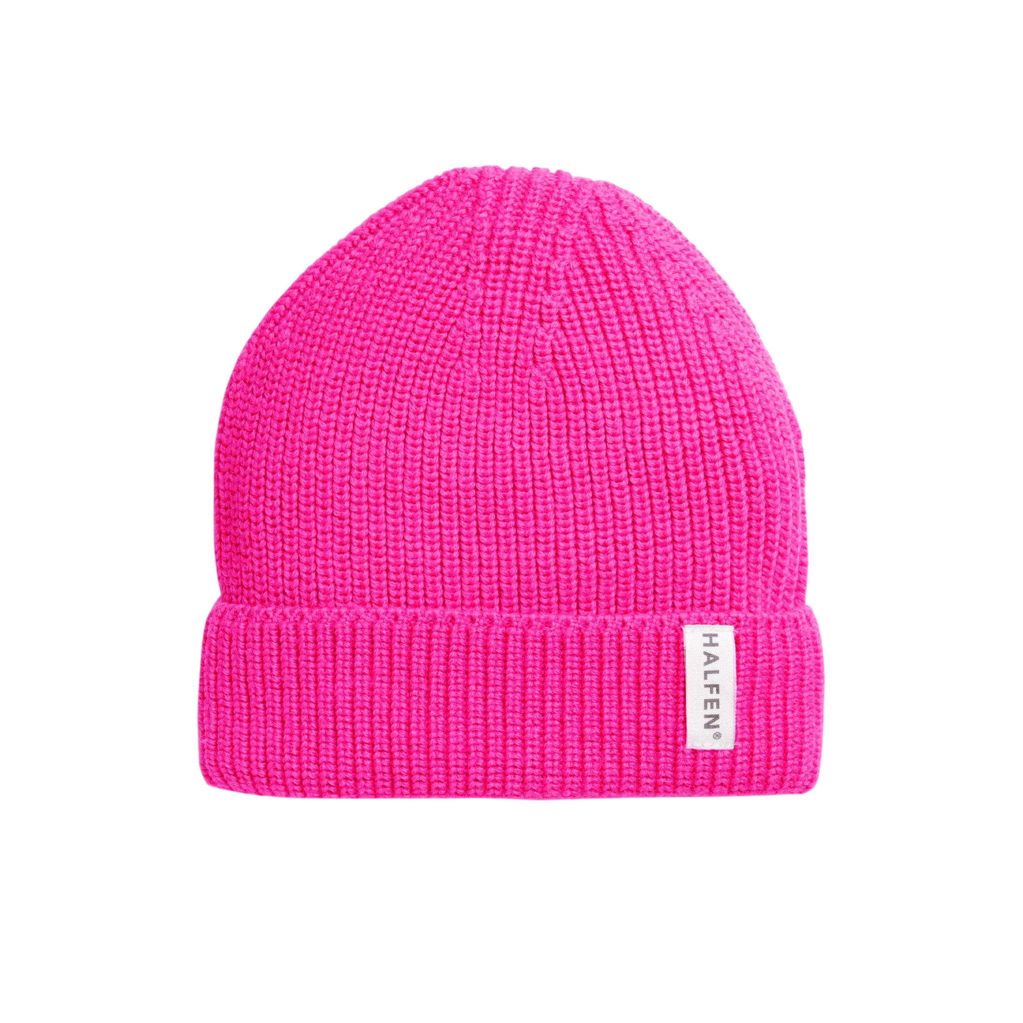 Bonnet laine mérinos rose fluo