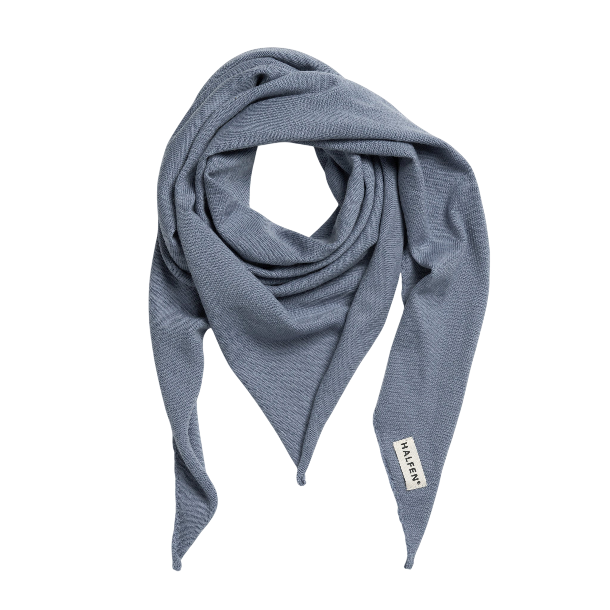 Écharpe triangulaire laine mérinos bleu fumé