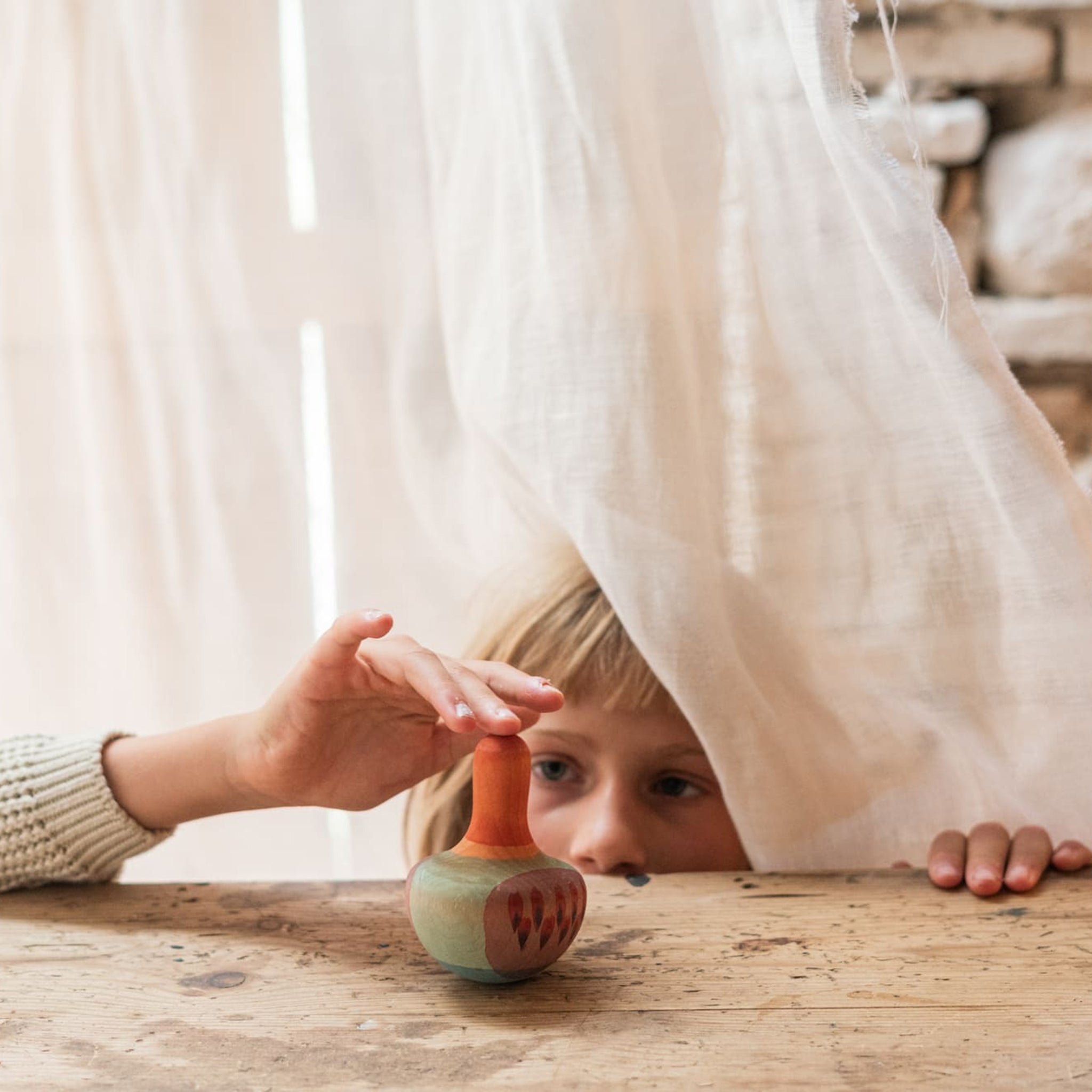 Toupie en bois Mellow Orange Bird Grapat