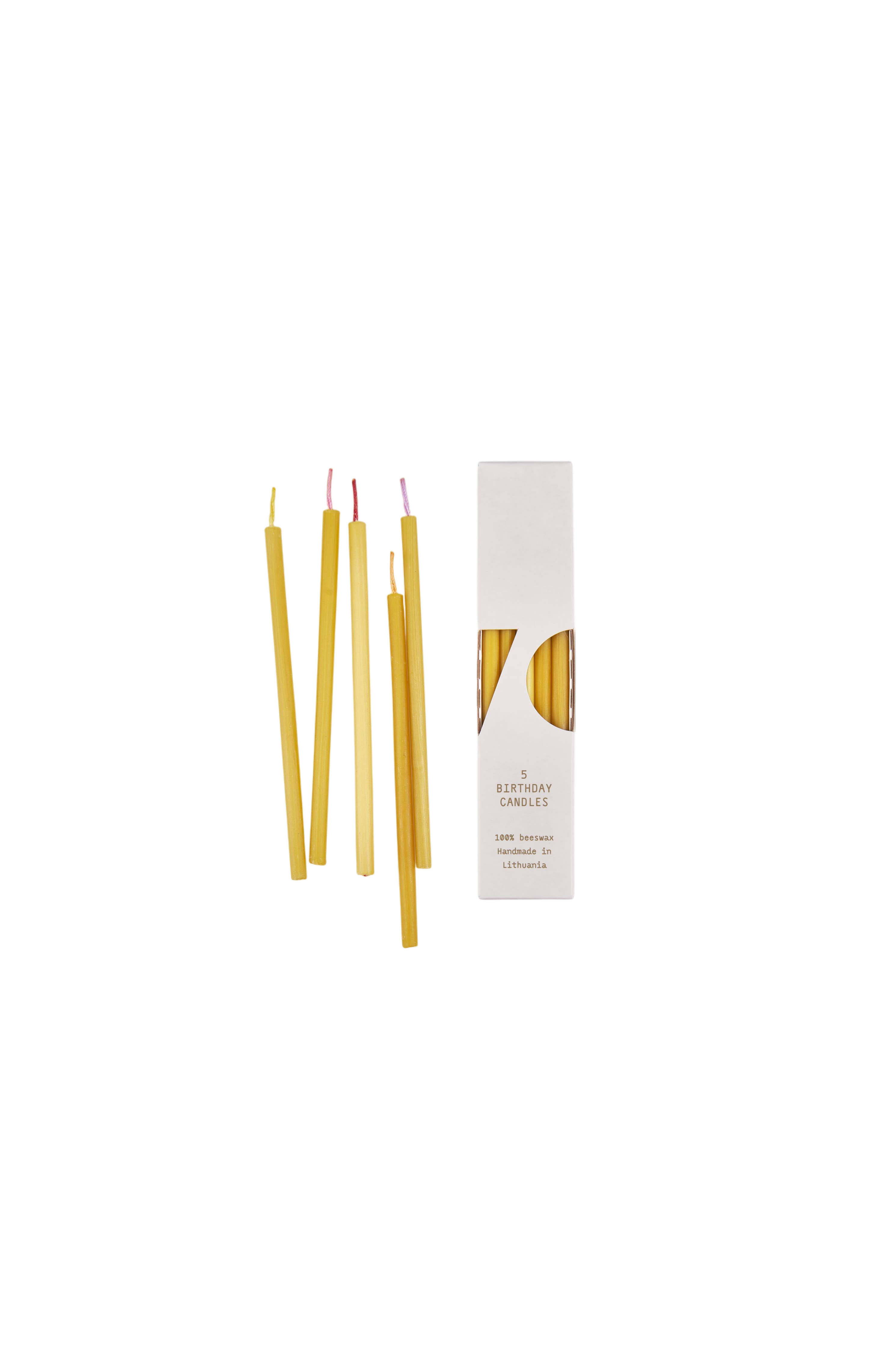 Bougies d'anniversaire en cire d'abeille 5 pièces avec mèche rouge