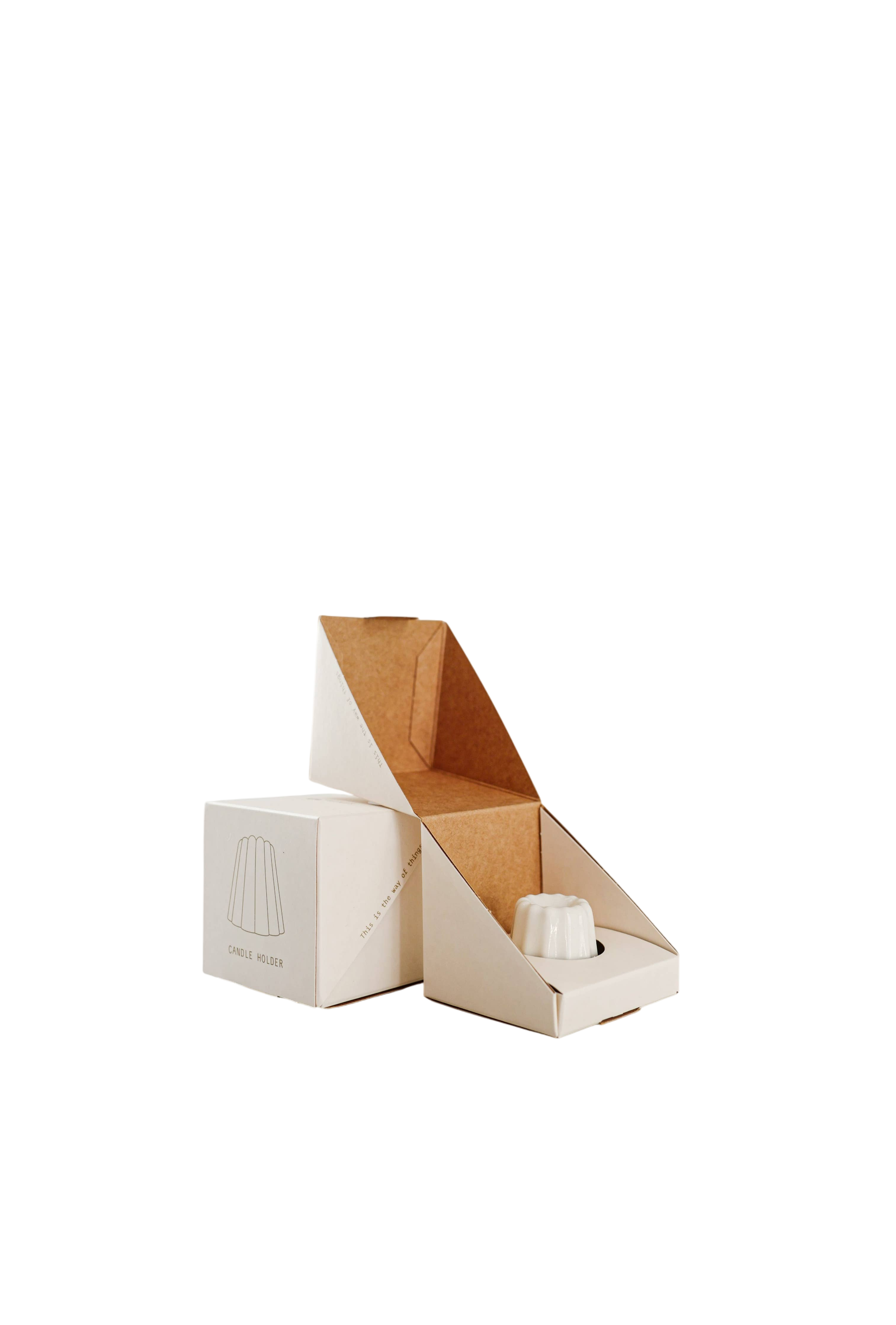 Petit bougeoir en porcelaine, blanc mat