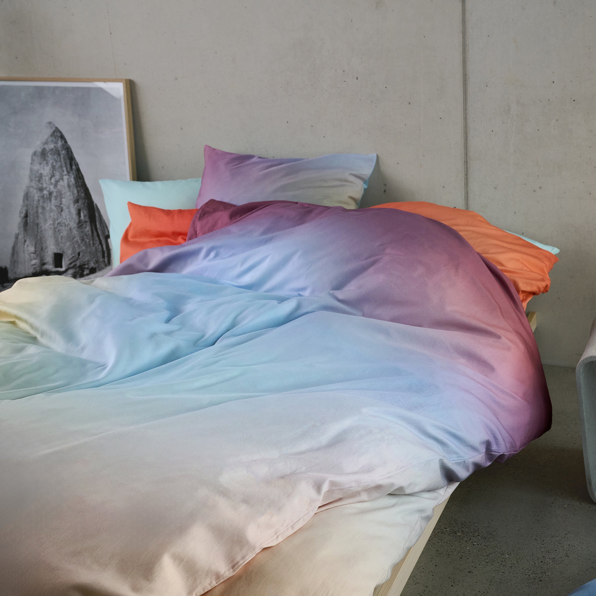 Ida Sky/Plum, housse de couette 160x210 cm