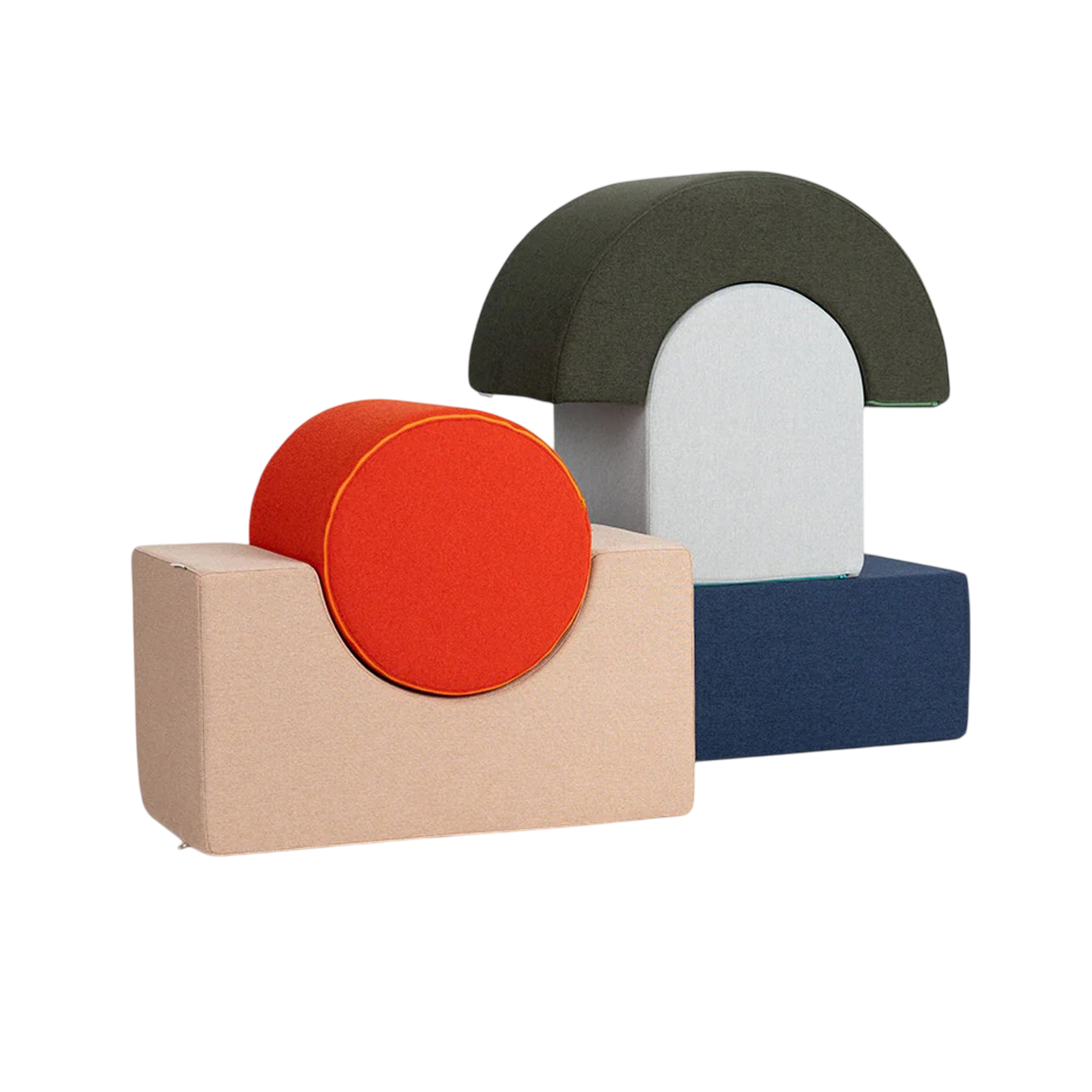 Soft building block set Circus Sand / Pumkin Red / Moss / Sky / Midnight