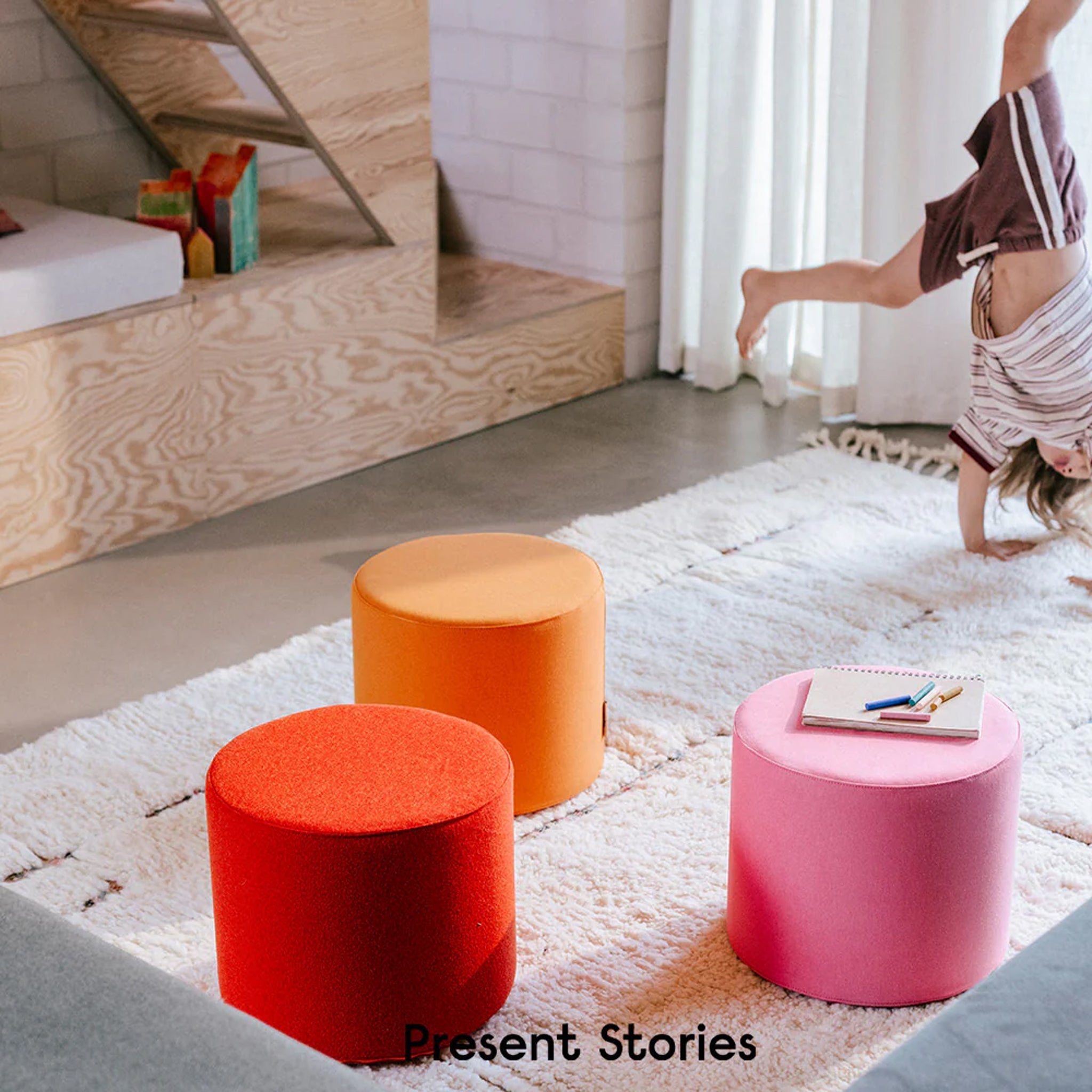 Pouf en brique souple DEMMI Pumkin red