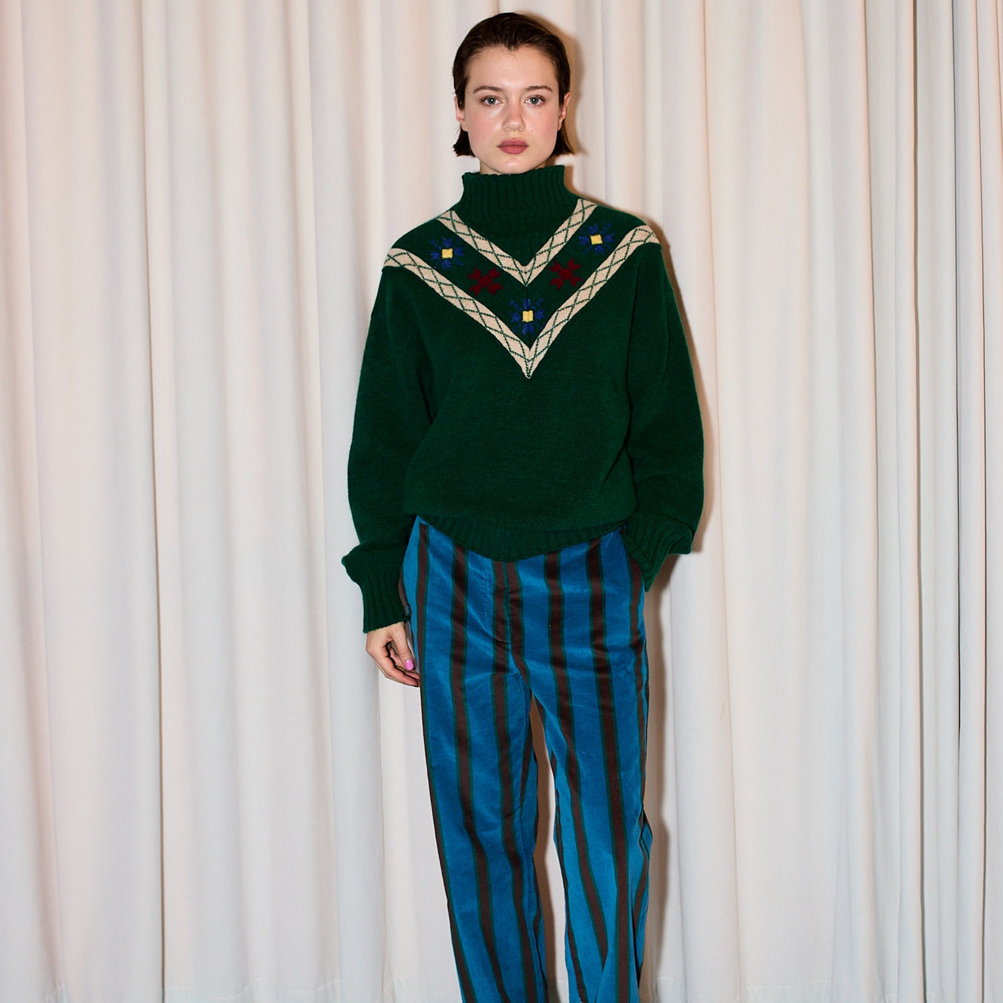 Pull-over en tricot Floral Dark Green