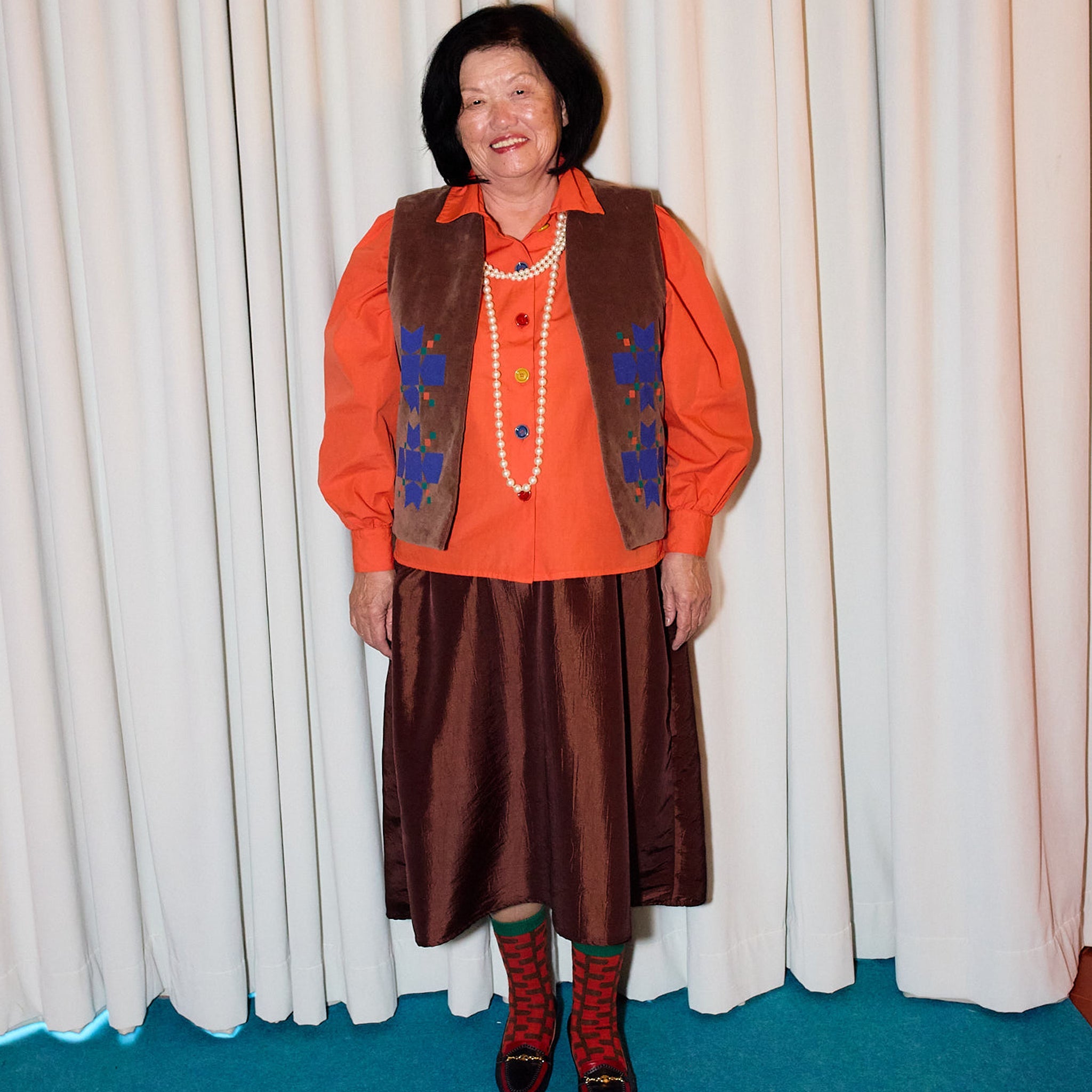 Jupe adulte Midi Tafetan Marron foncé