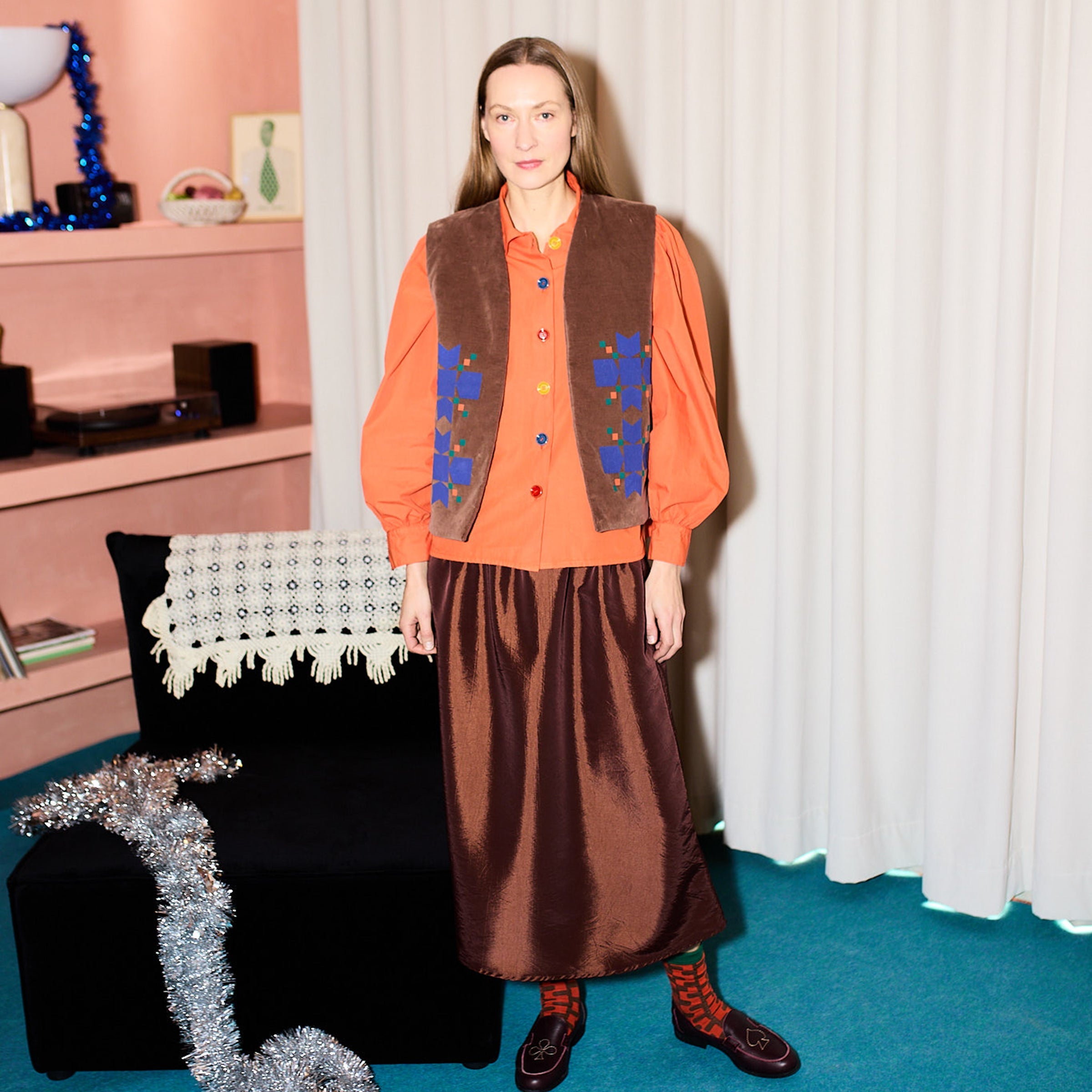 Adult Weste Snowflake Dark Brown