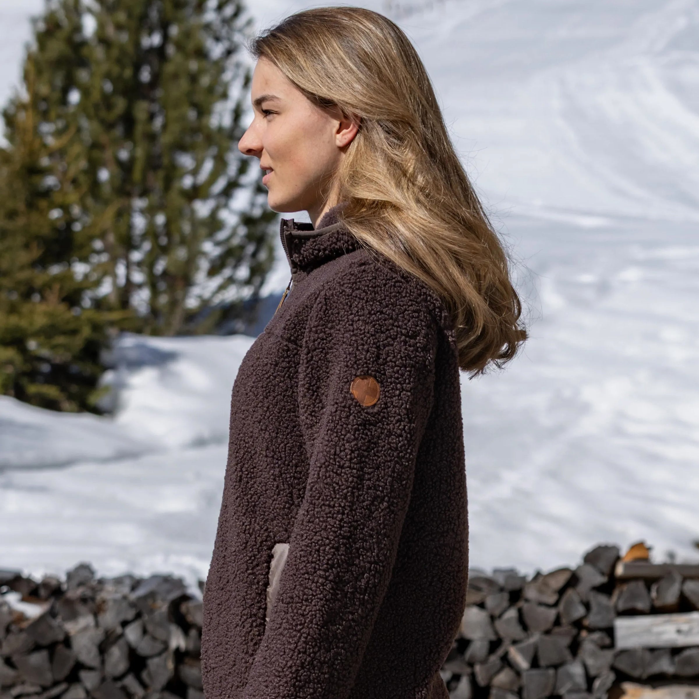 Frauen Mantel Sherpa Fiona black coffee