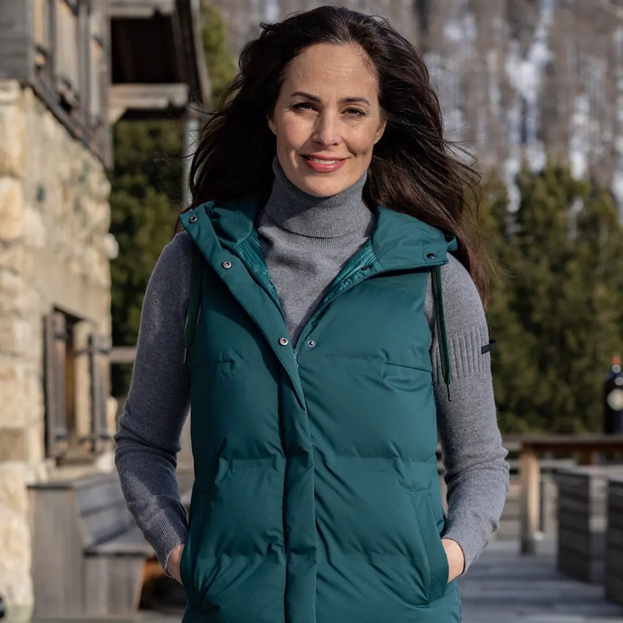 Frauen Gilet Thermo Petra lang sea moss