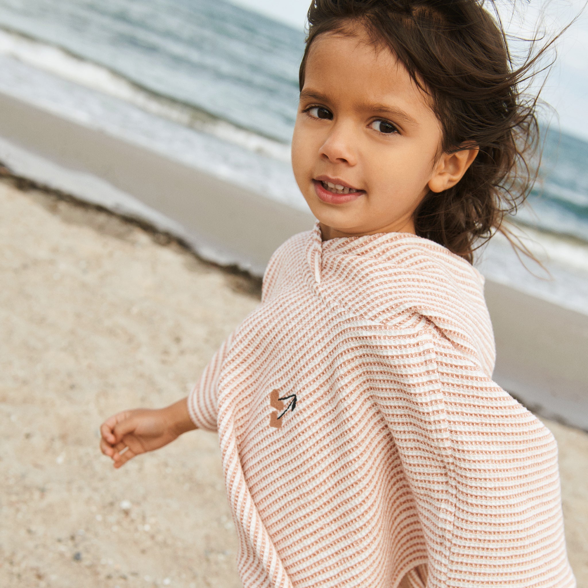 Poncho Paco Embroidery Y/D stripe Tuscany rose Crème de la crème