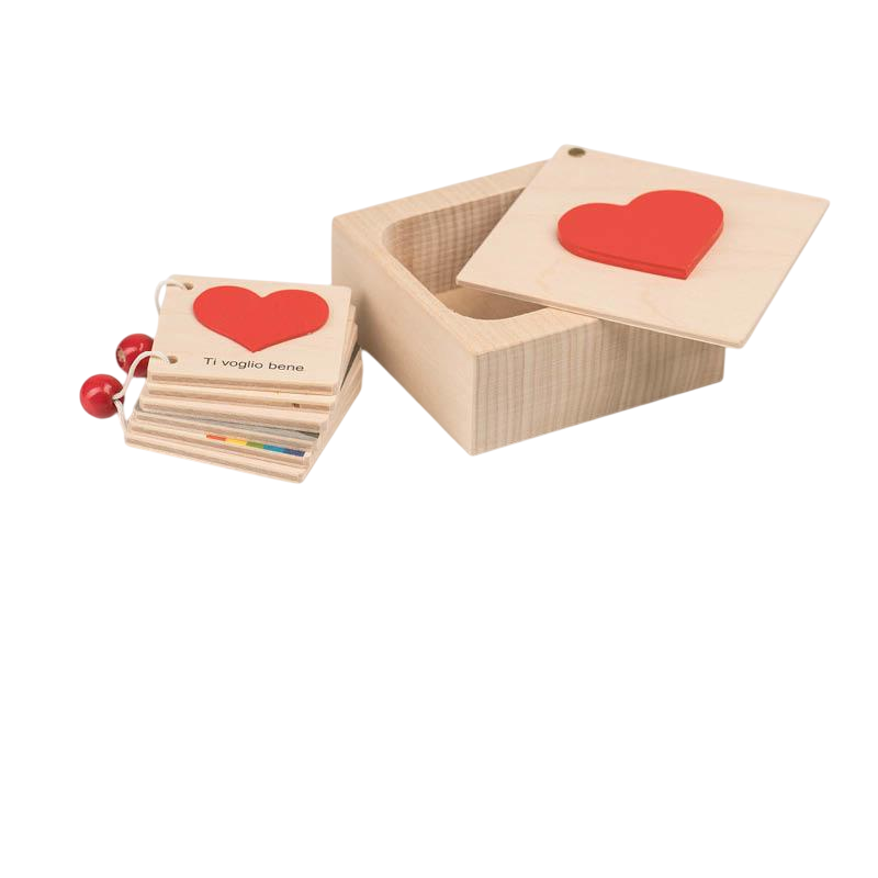 Herzbüechli in Holzschachtel Italienisch
