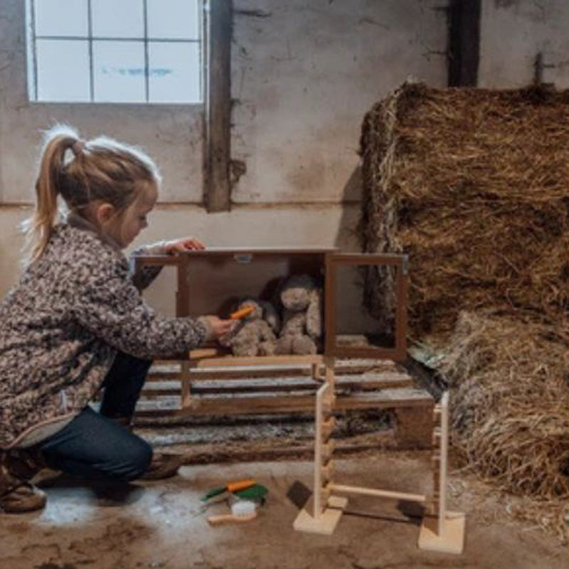Rabbit hutch with jumping ramp