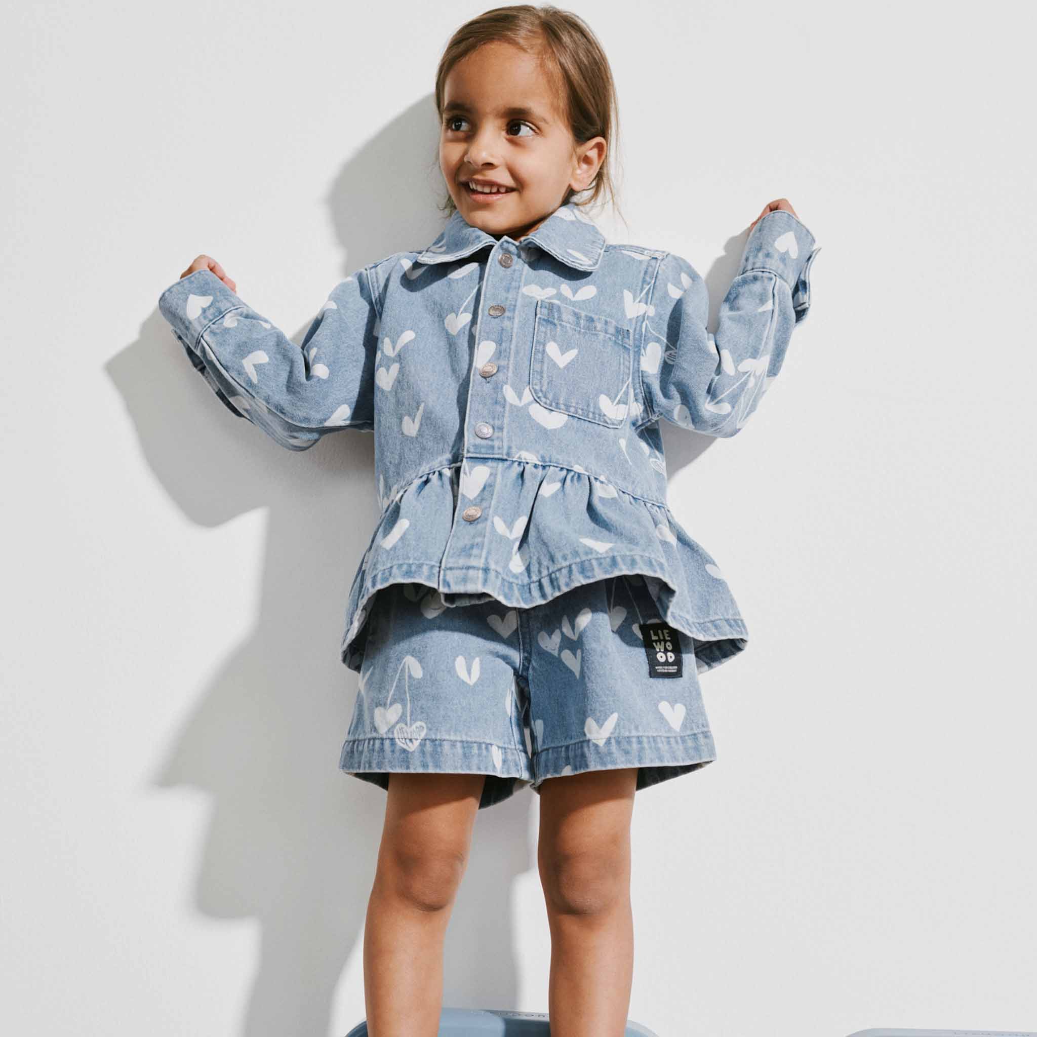 Shorts Borrisa Printed Sweethearts light blue denim