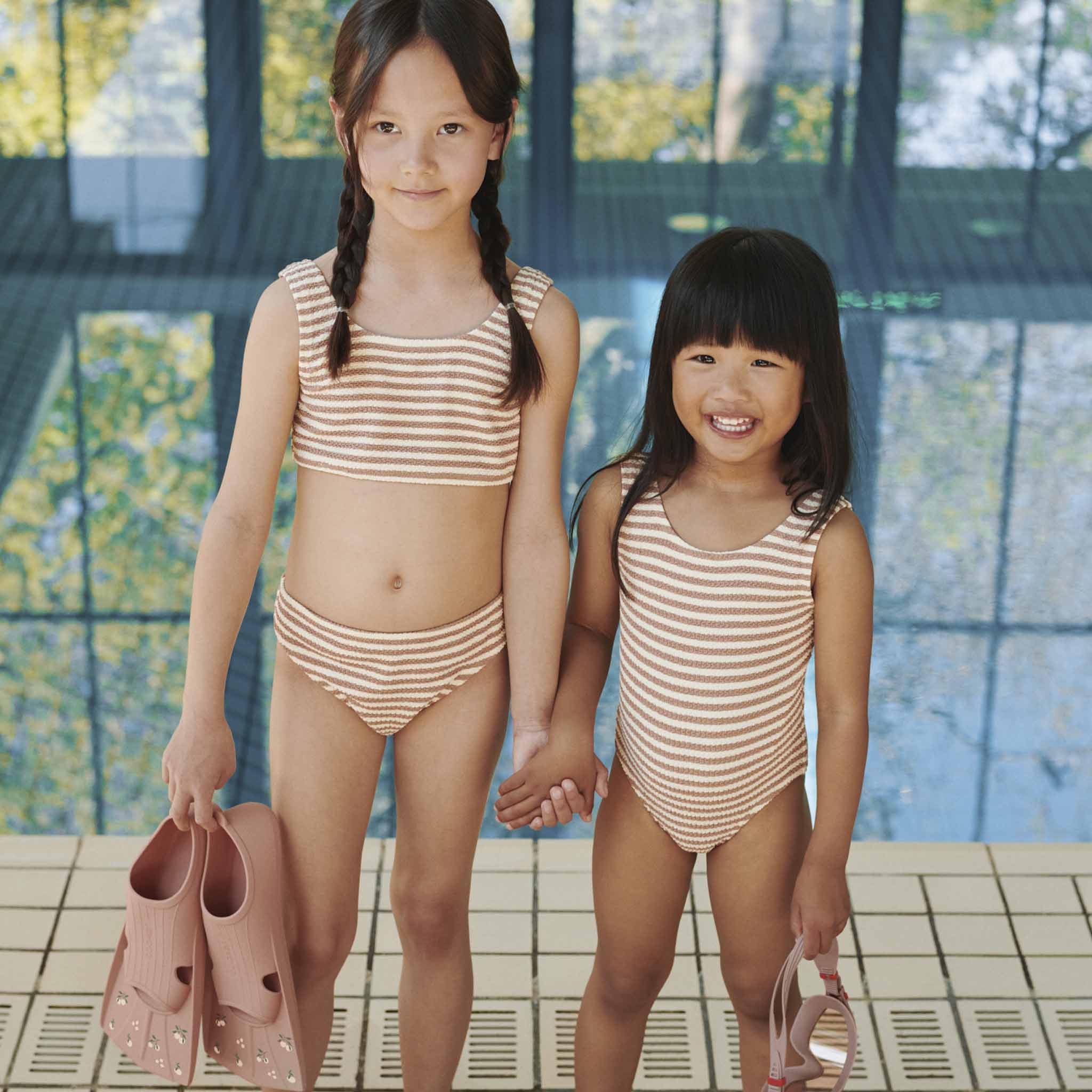 Badeanzug Bianco Stripe Coral blush Creme de la creme