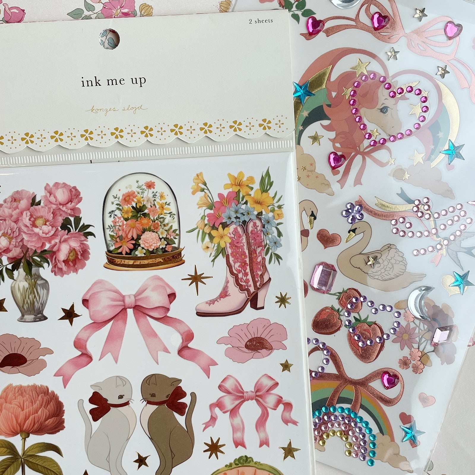 Tattoo Set + Glitzersteine Rosa Mix Pack