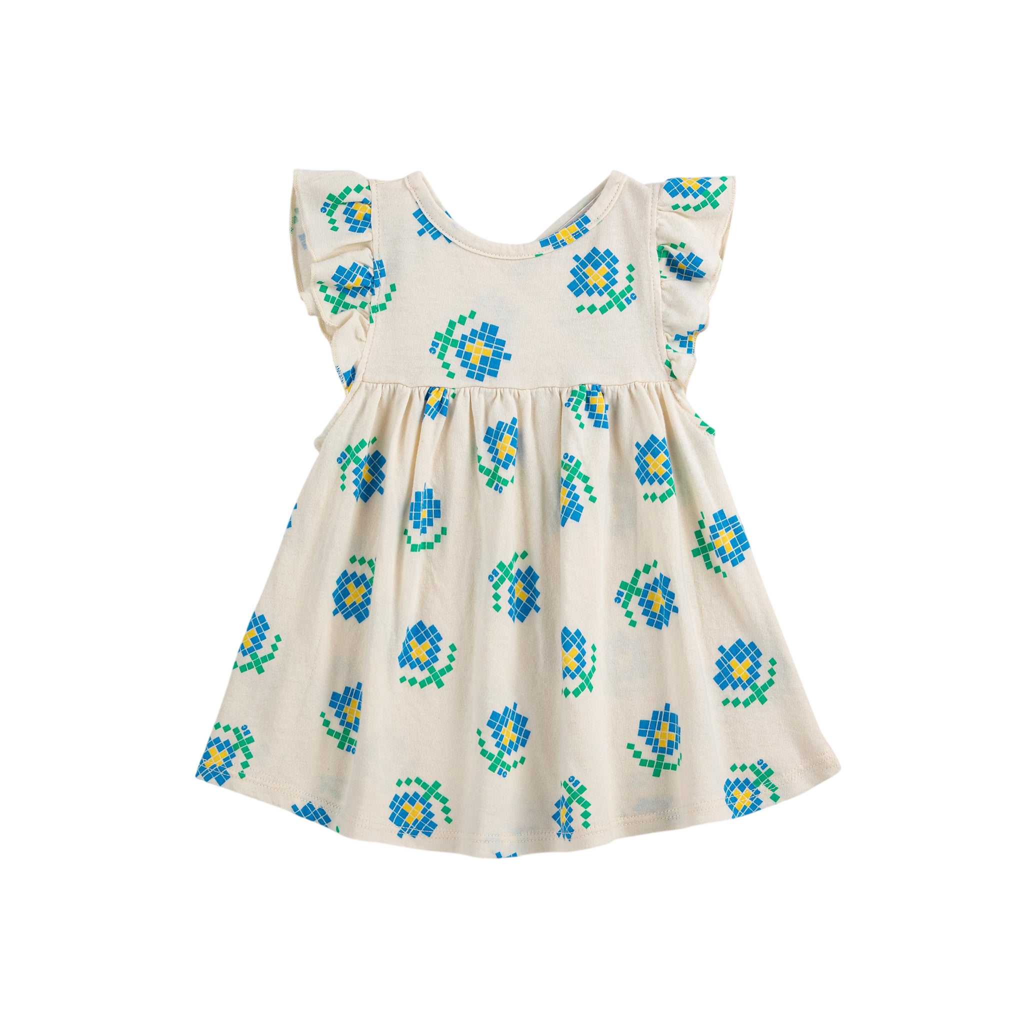 Baby dress Pixel Flowers White