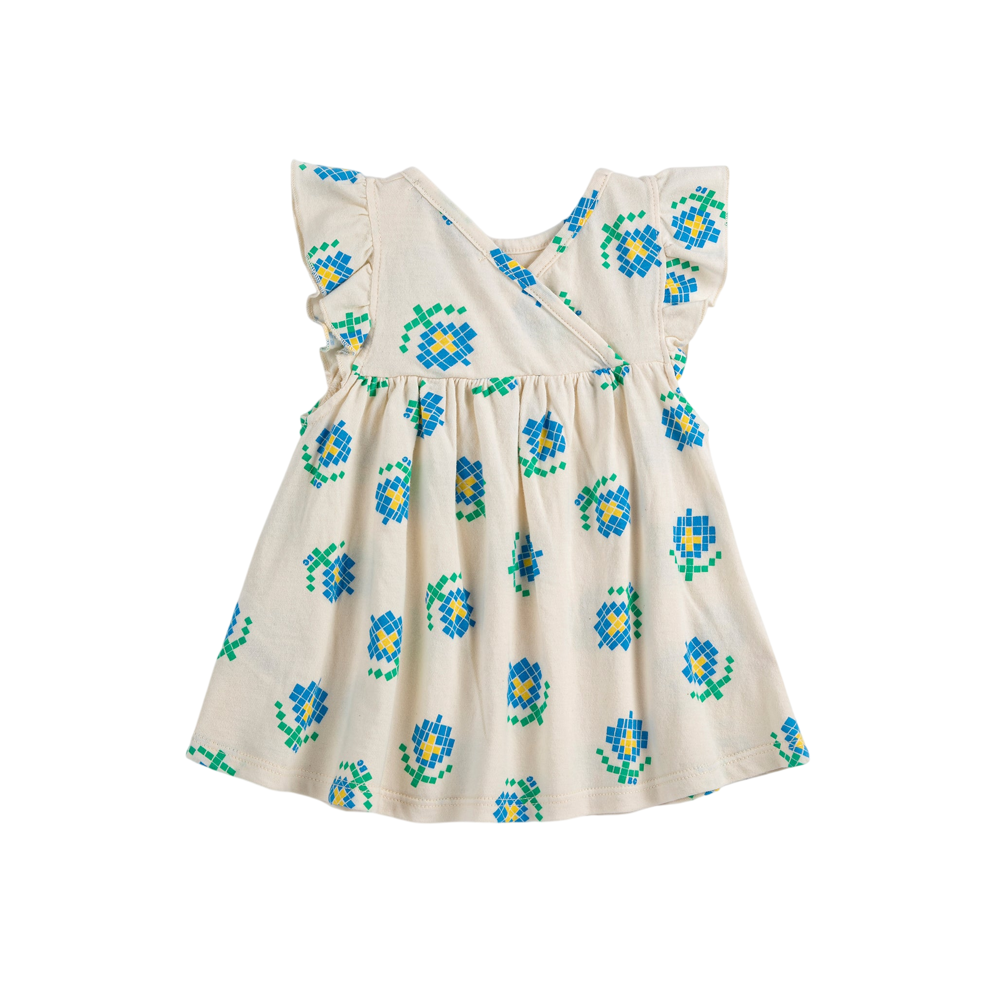 Baby dress Pixel Flowers White