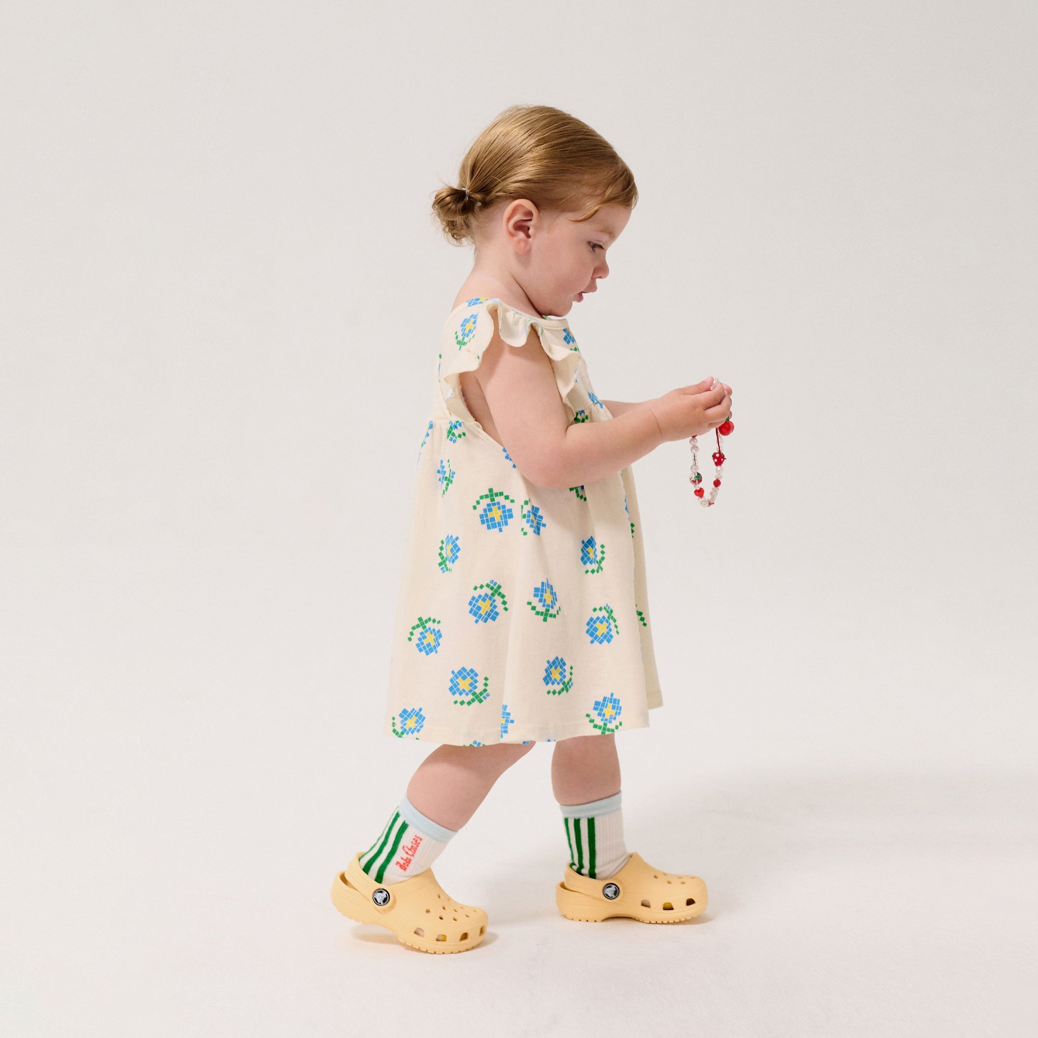 Baby dress Pixel Flowers White