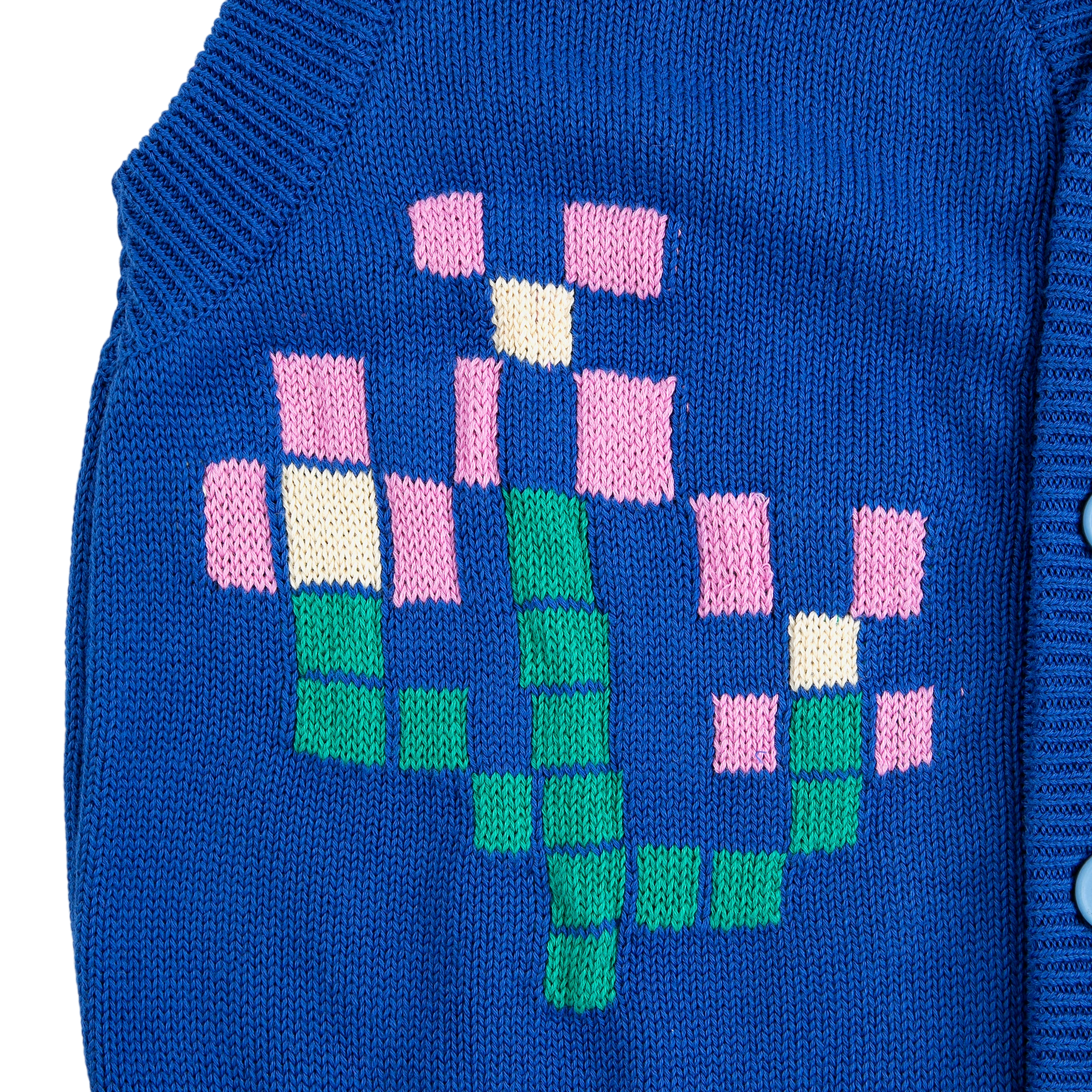 Adult Weste Pixel Flowers Blue