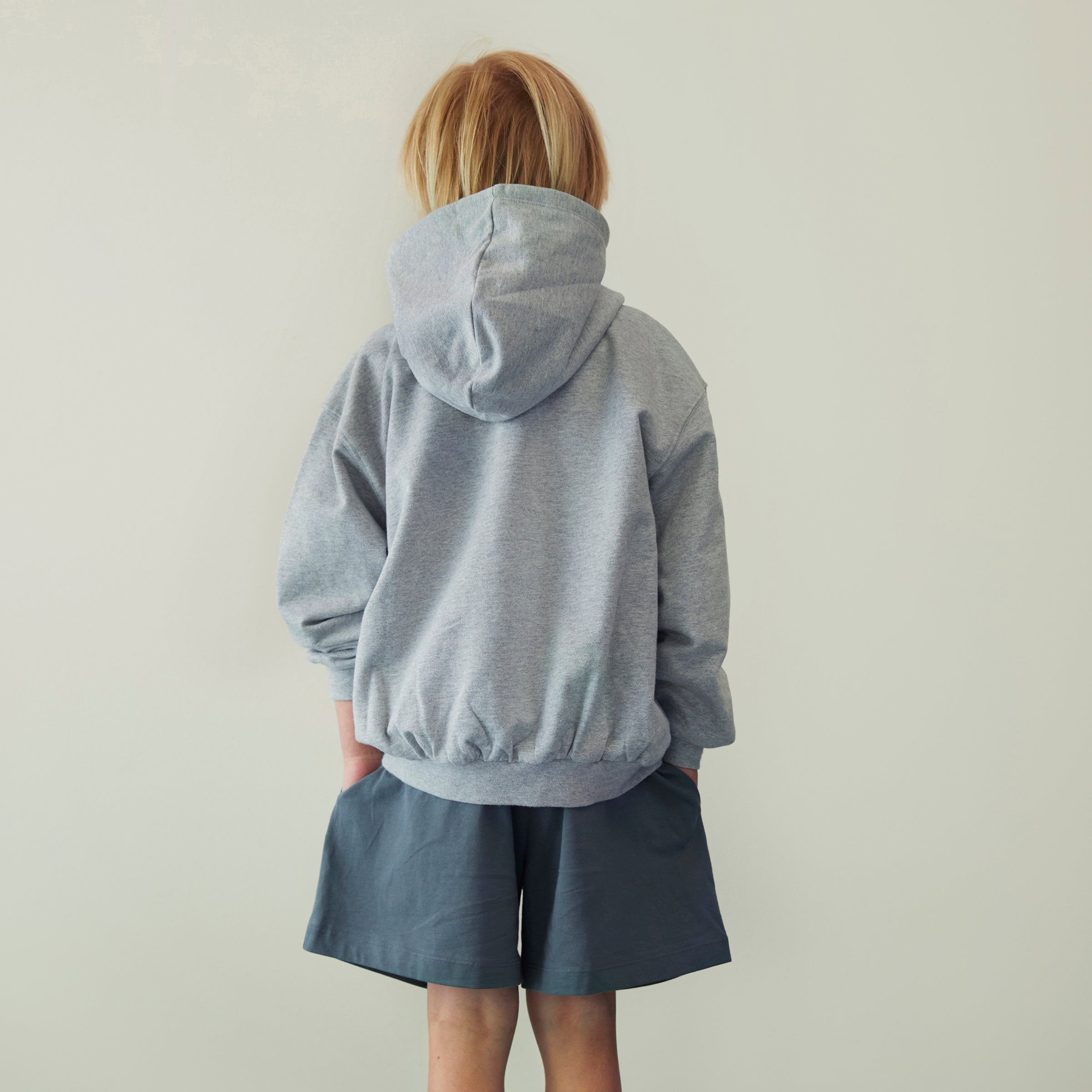 Short Bouton Bleu Gris