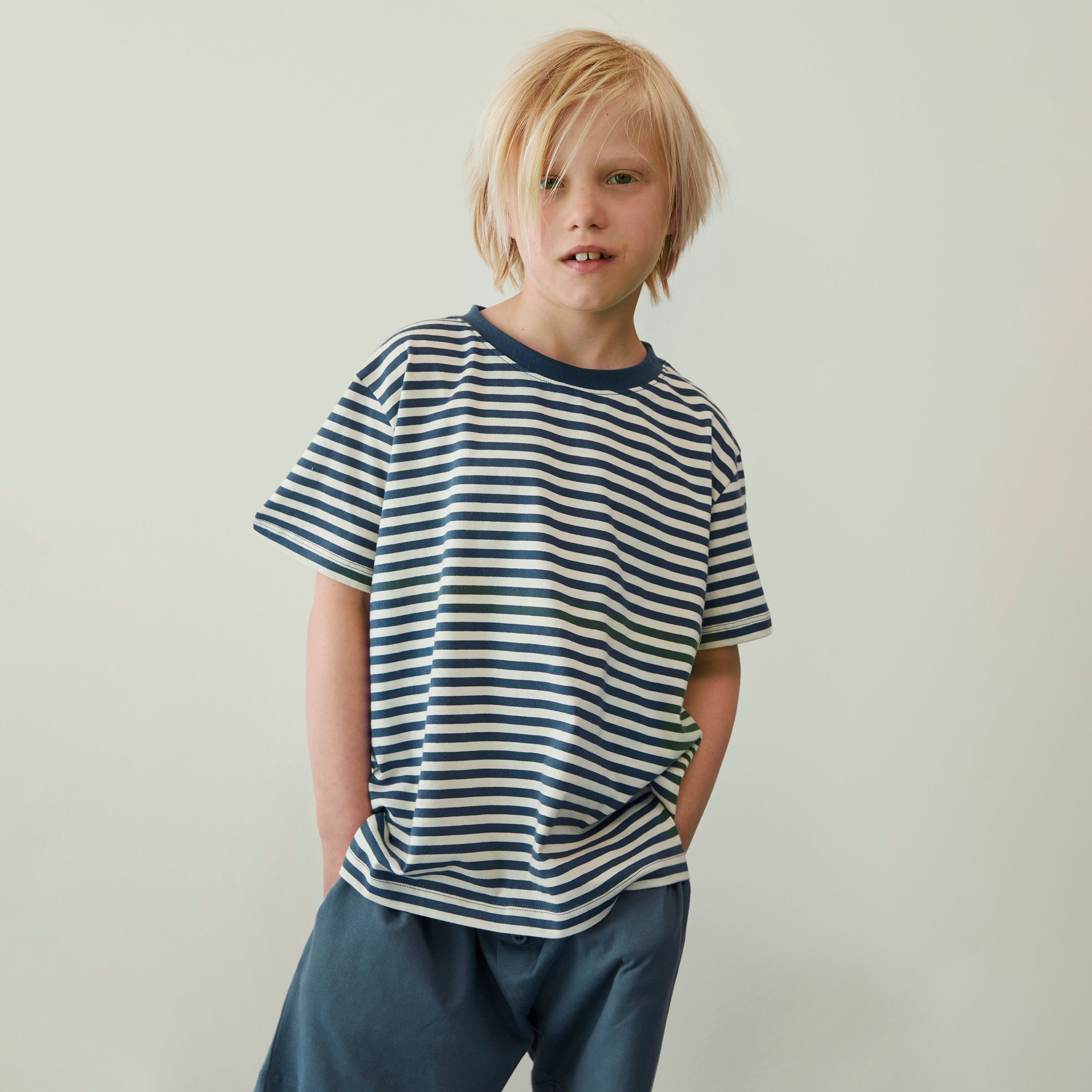 Short Bouton Bleu Gris