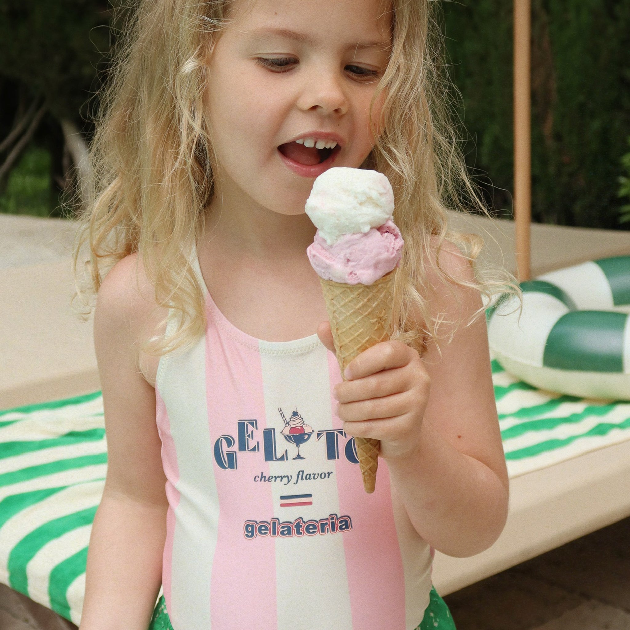 Badeanzug Pomia Candy Rose Stripe