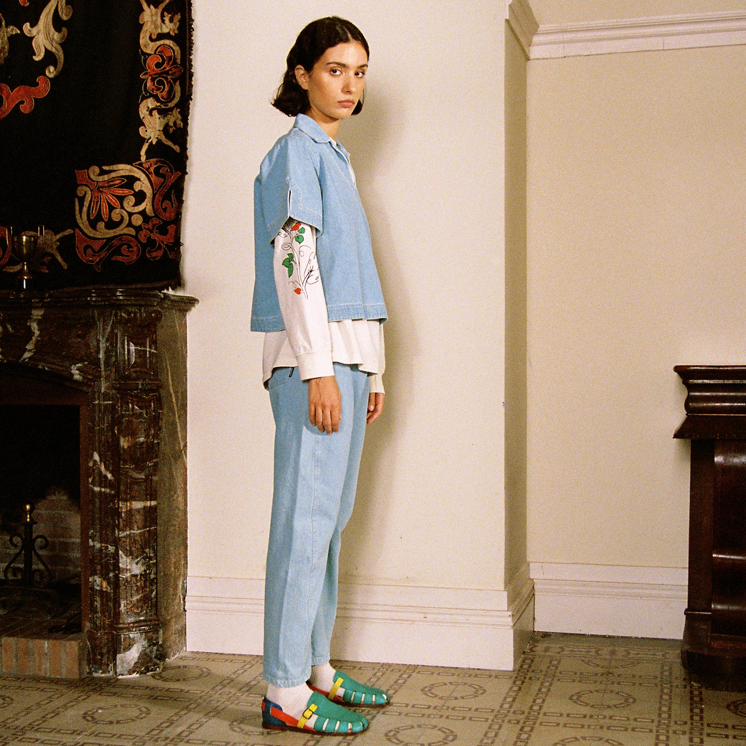 Jeans adulte taille haute Simple Pear Bleu clair