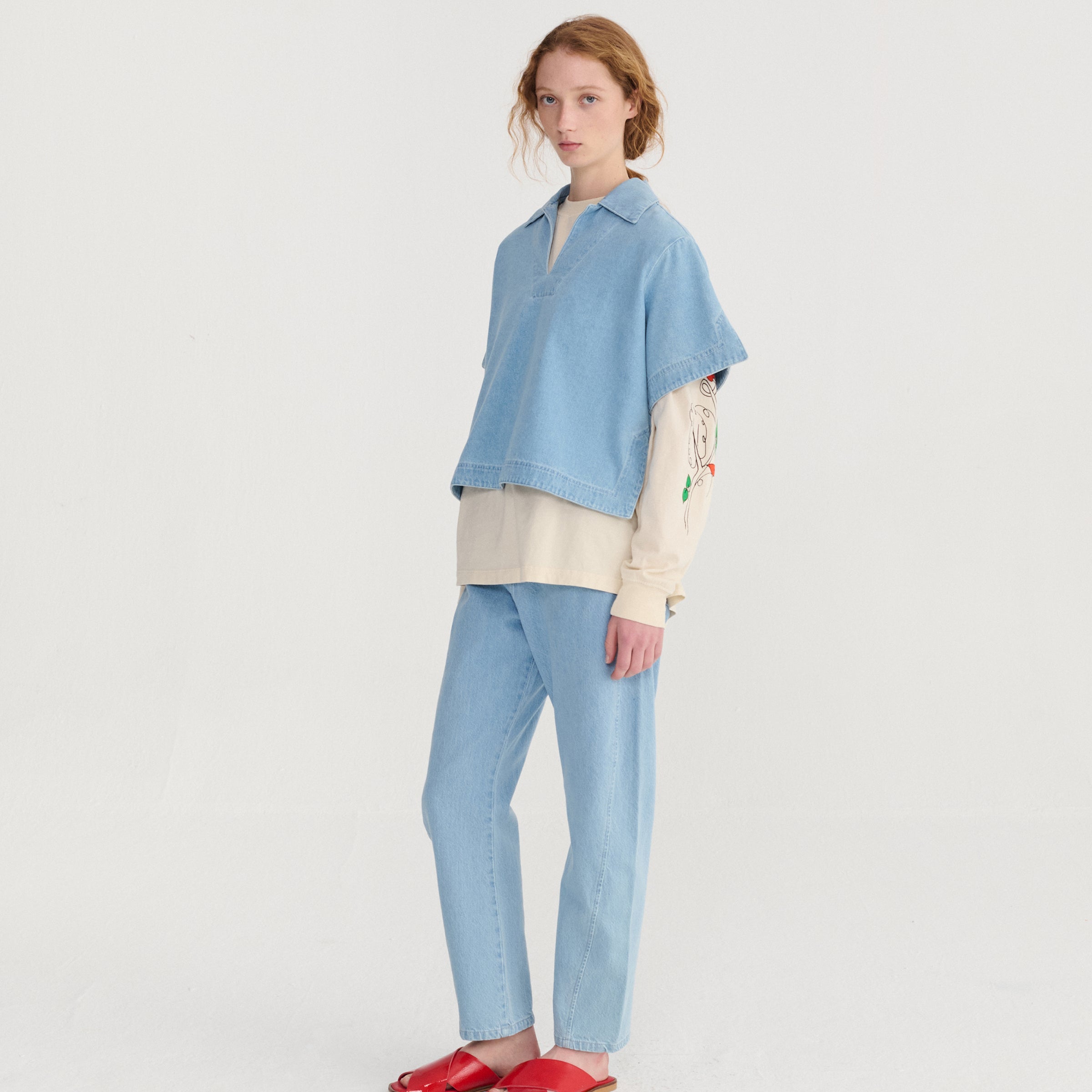 Jeans adulte taille haute Simple Pear Bleu clair