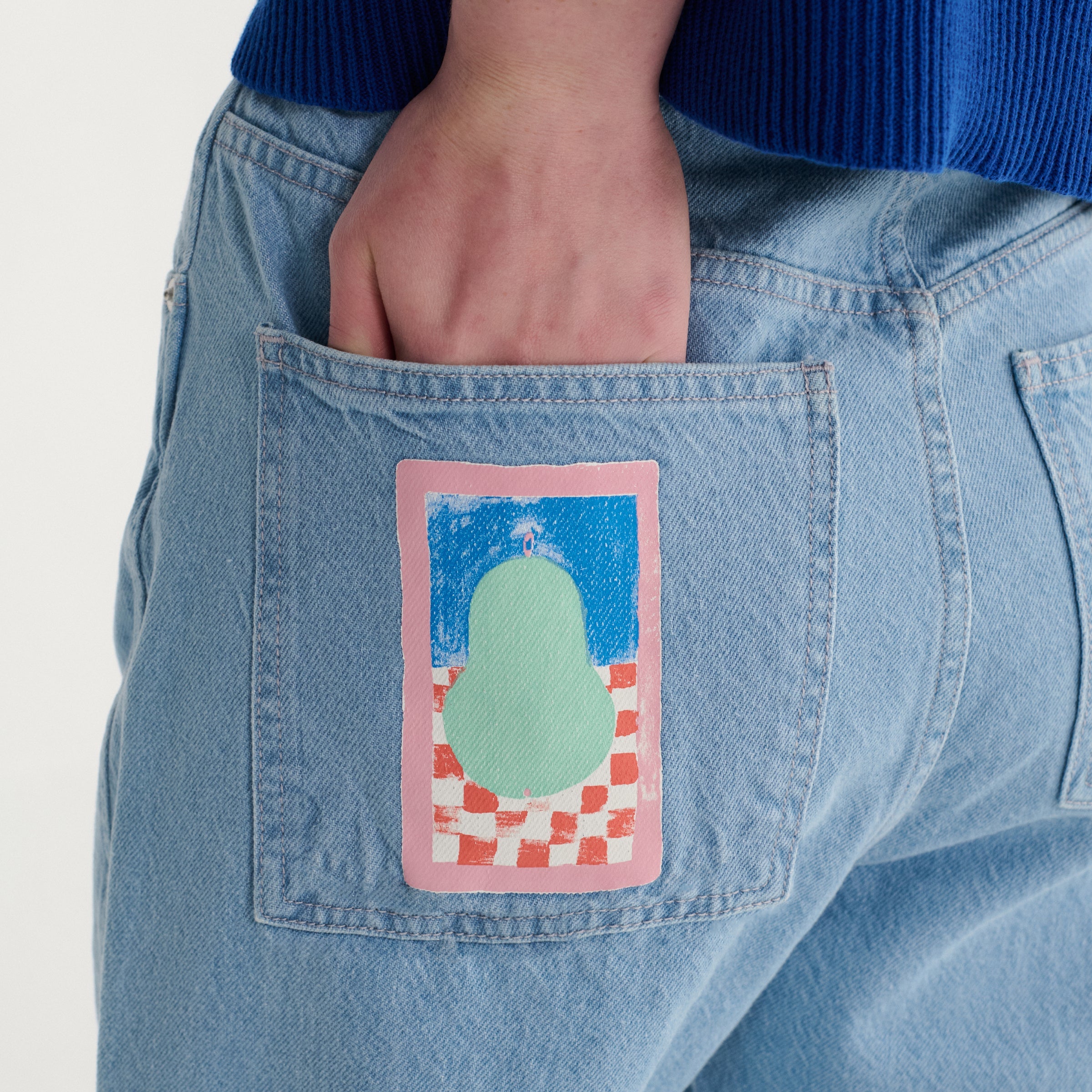 Jeans adulte taille haute Simple Pear Bleu clair