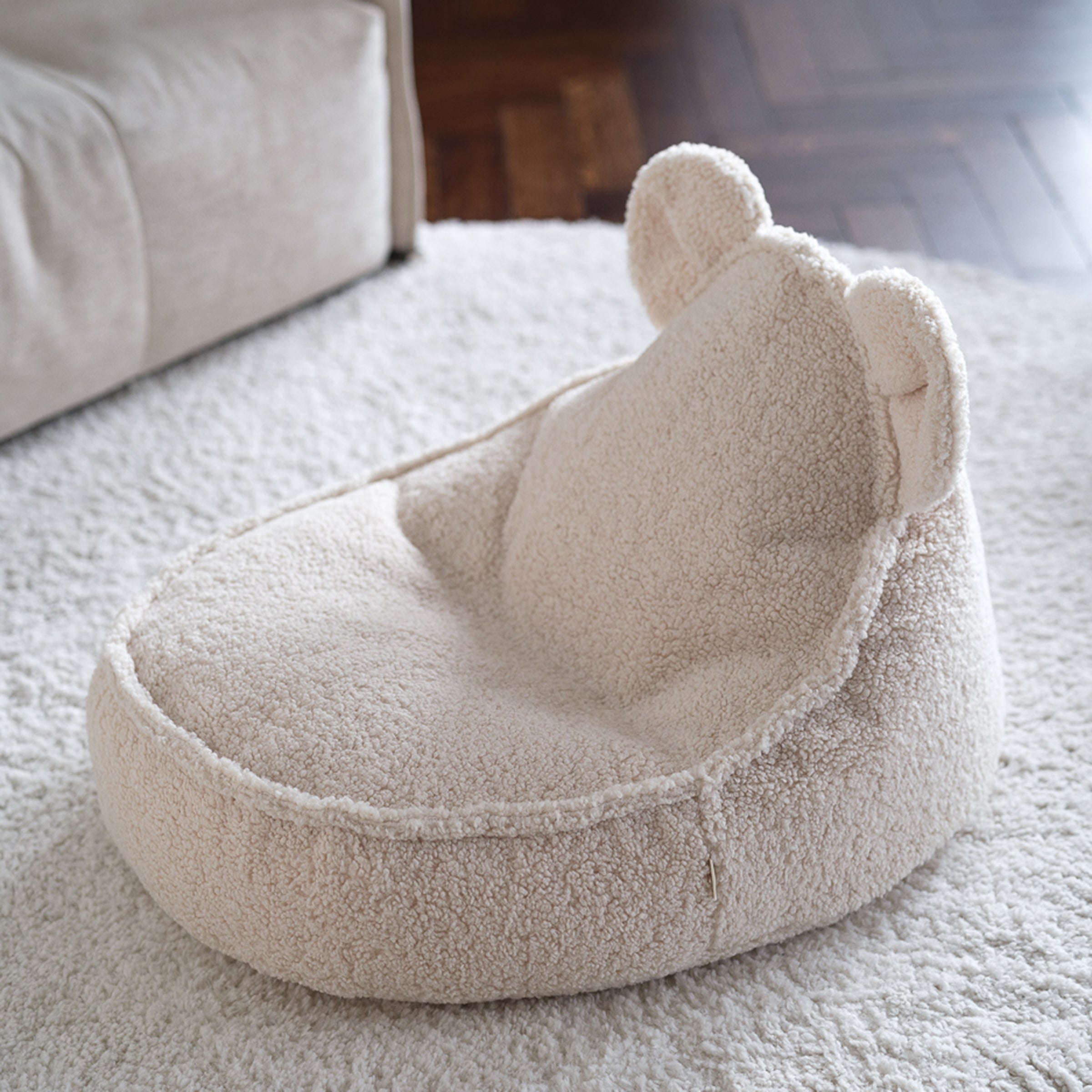 Wigiwama Sitzsack Teddy und Ottoman Set Cream White