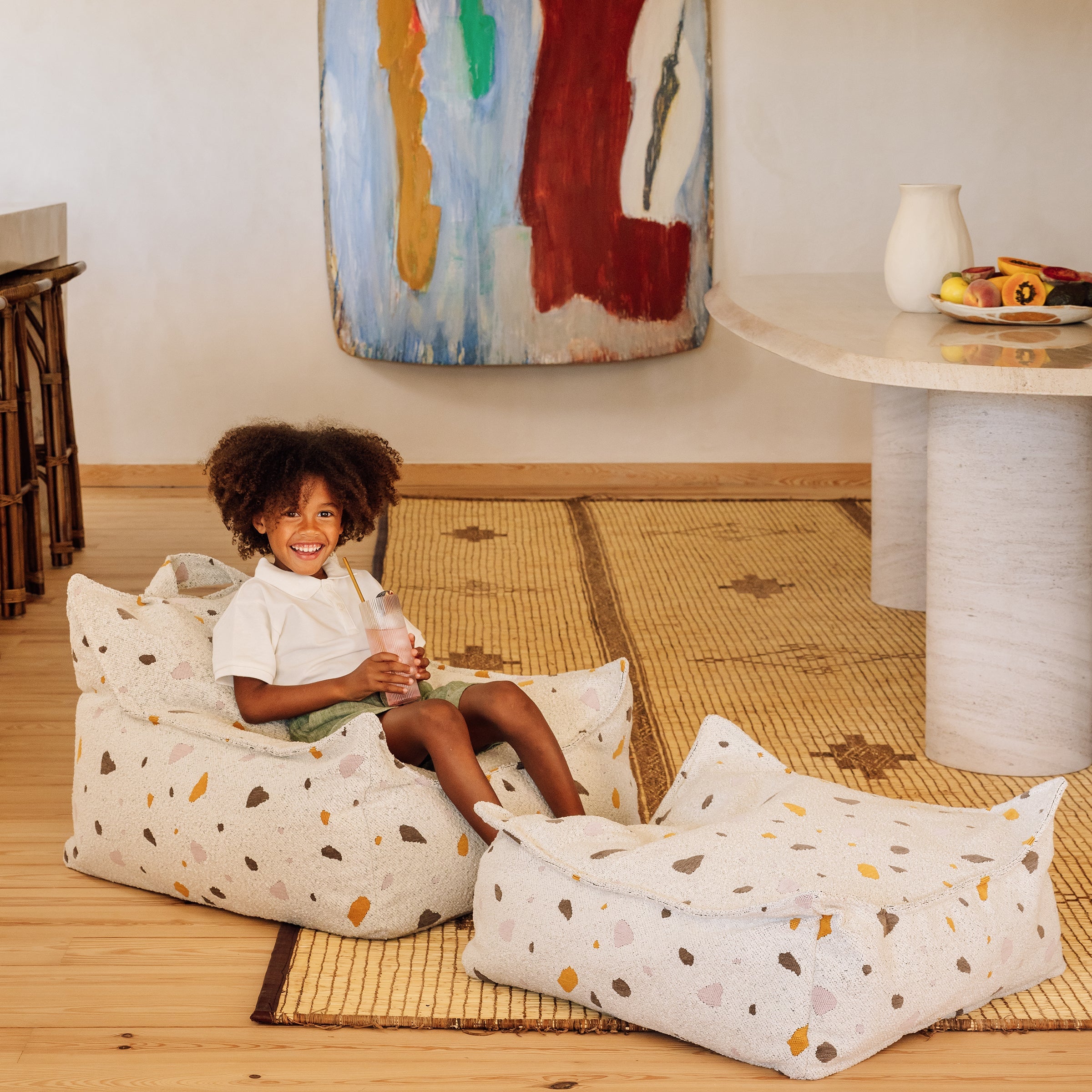 Wigiwama Sitzsack und Ottomann Set Terrazzo Marble